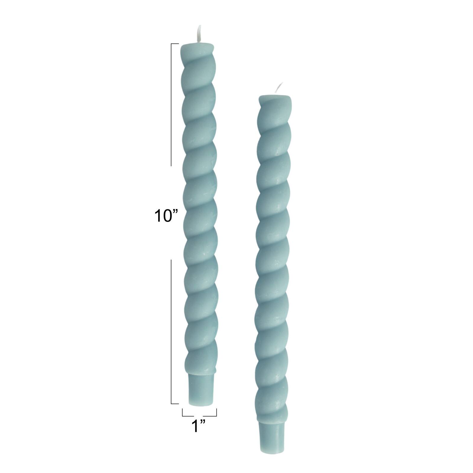 Hello Honey&#xAE; 10&#x22; Light Blue Unscented Twisted Taper Candles, 2ct.