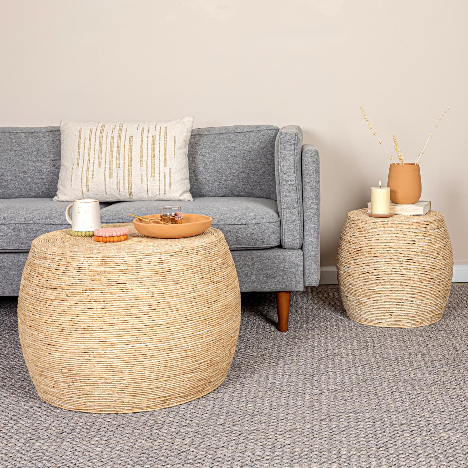 Hello Honey&#xAE; 17&#x22; Natural Corn Rope Round Accent Table