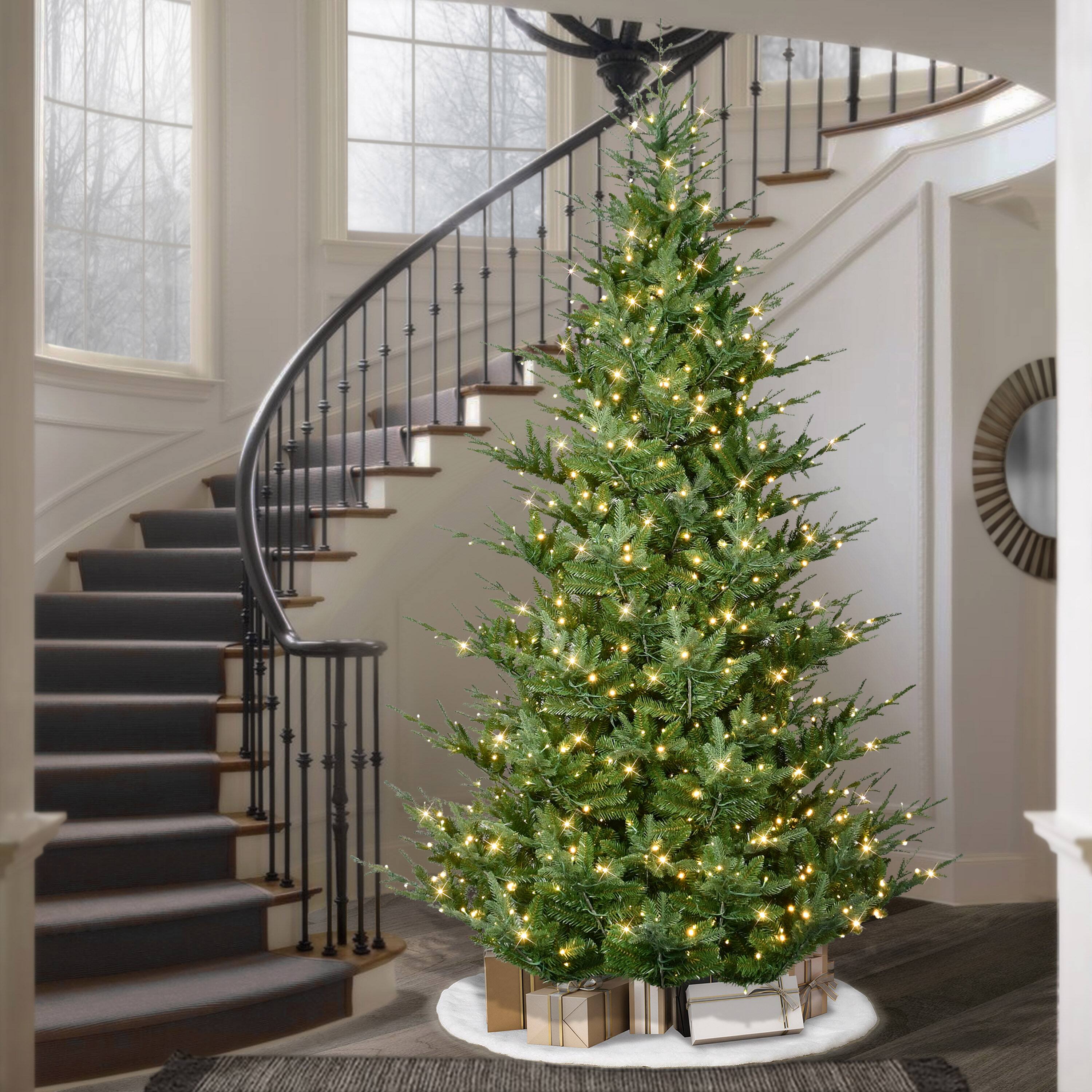 10ft. Pre-Lit Hillside Spruce Artificial Christmas Tree, Warm White LED Lights