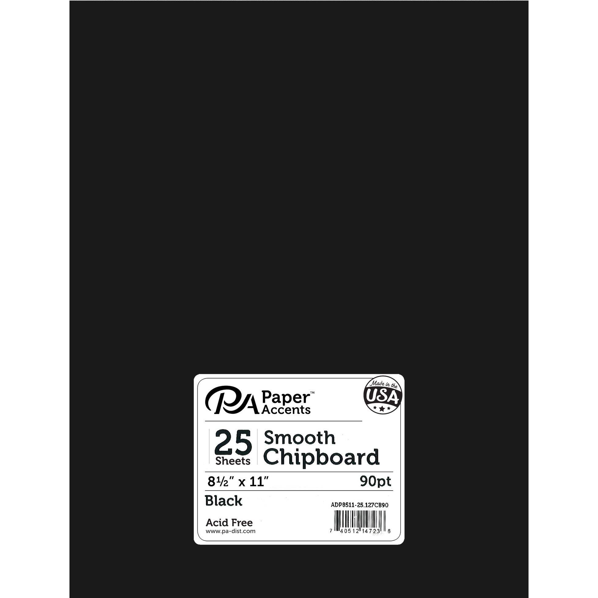 PA Paper&#x2122; Accents Black 8.5&#x22; x 11&#x22; Heavyweight Chipboard, 25 Sheets