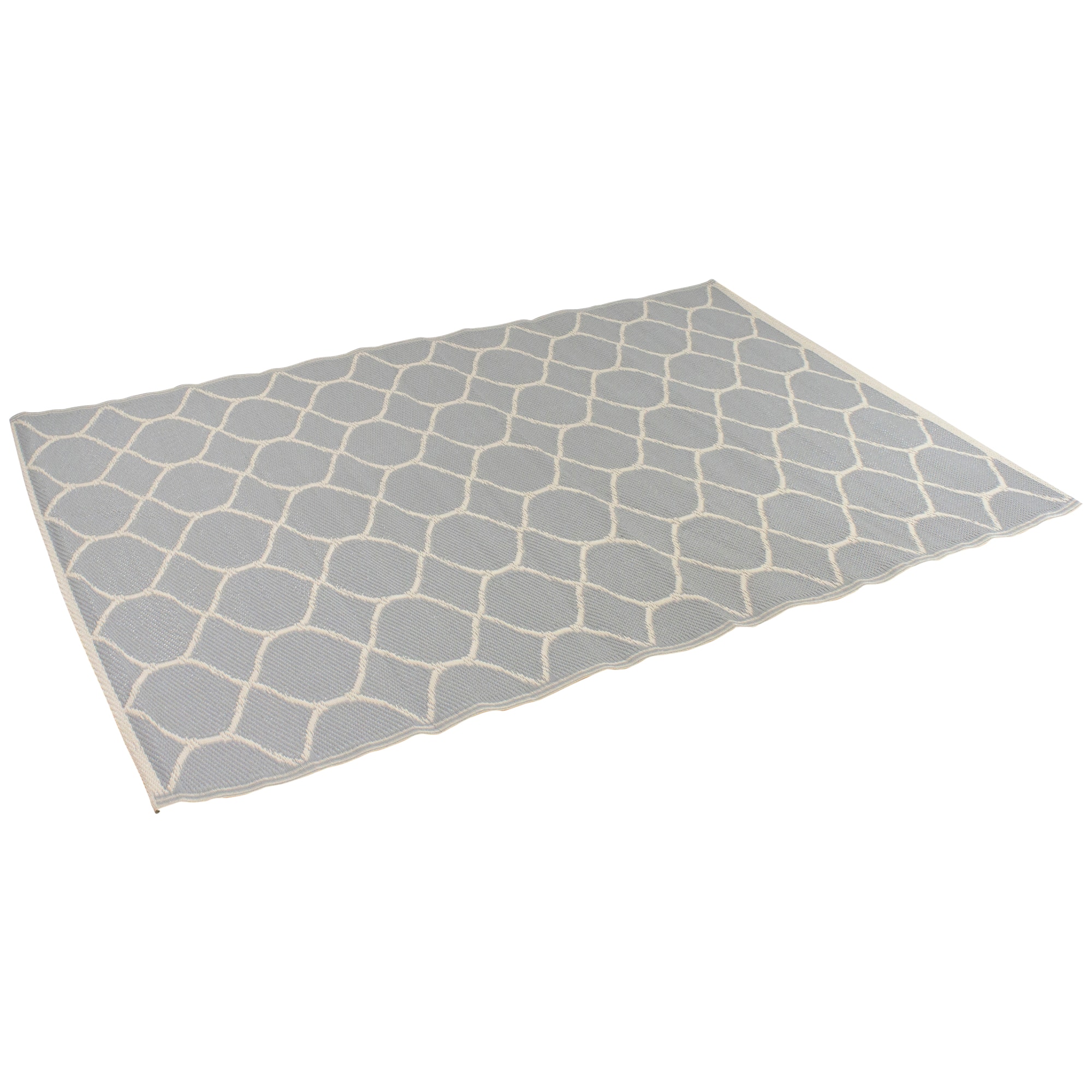 Gray & Beige Honeycomb Pattern Rectangular Outdoor Area Rug, 4ft. x 6ft.