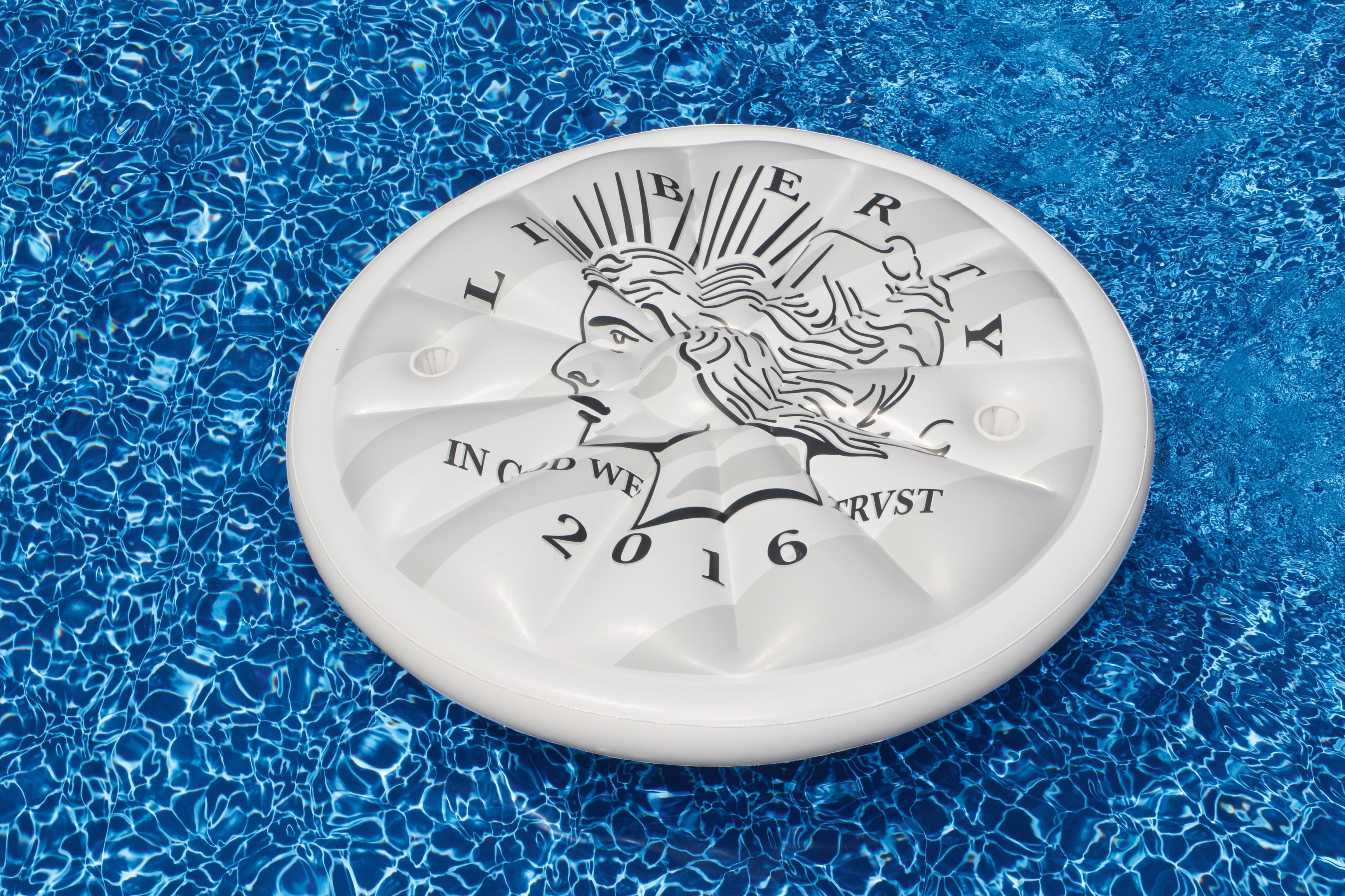 60" White & Black Inflatable Swimming Pool Floating Raft