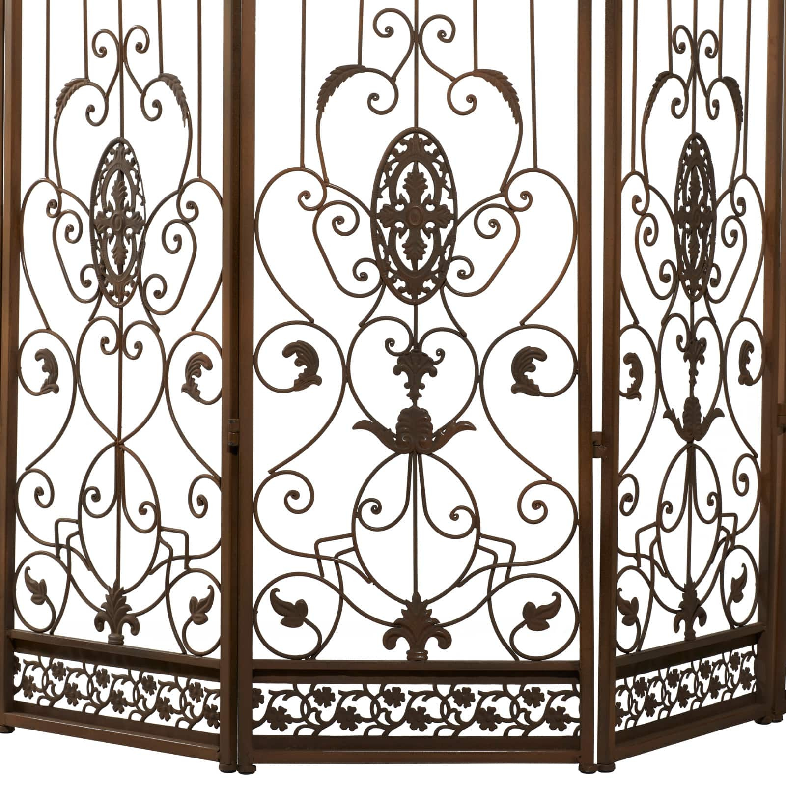 Brown Metal Eclectic Room Divider Screen, 80 &#x22; x 80 &#x22; x 1 &#x22;