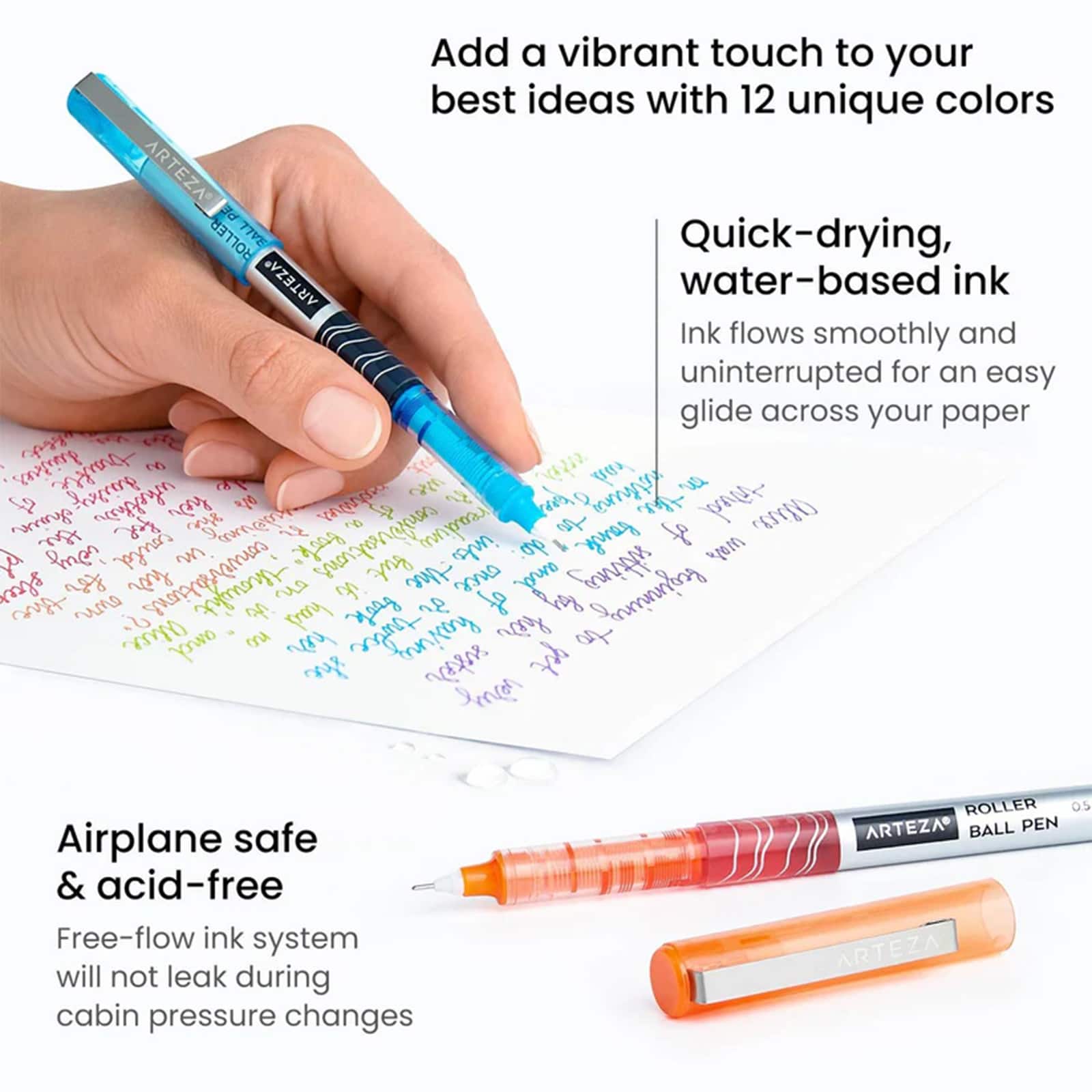 Arteza&#xAE; Needle Tip Assorted Colors Roller Ball Pen Set