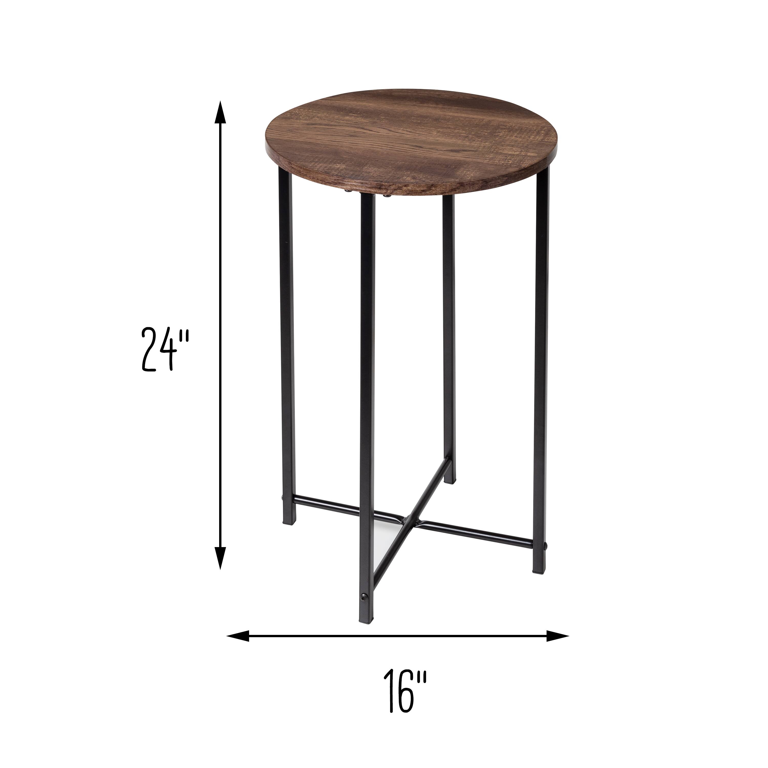 Honey Can Do Natural X-Pattern Base Round Side Table