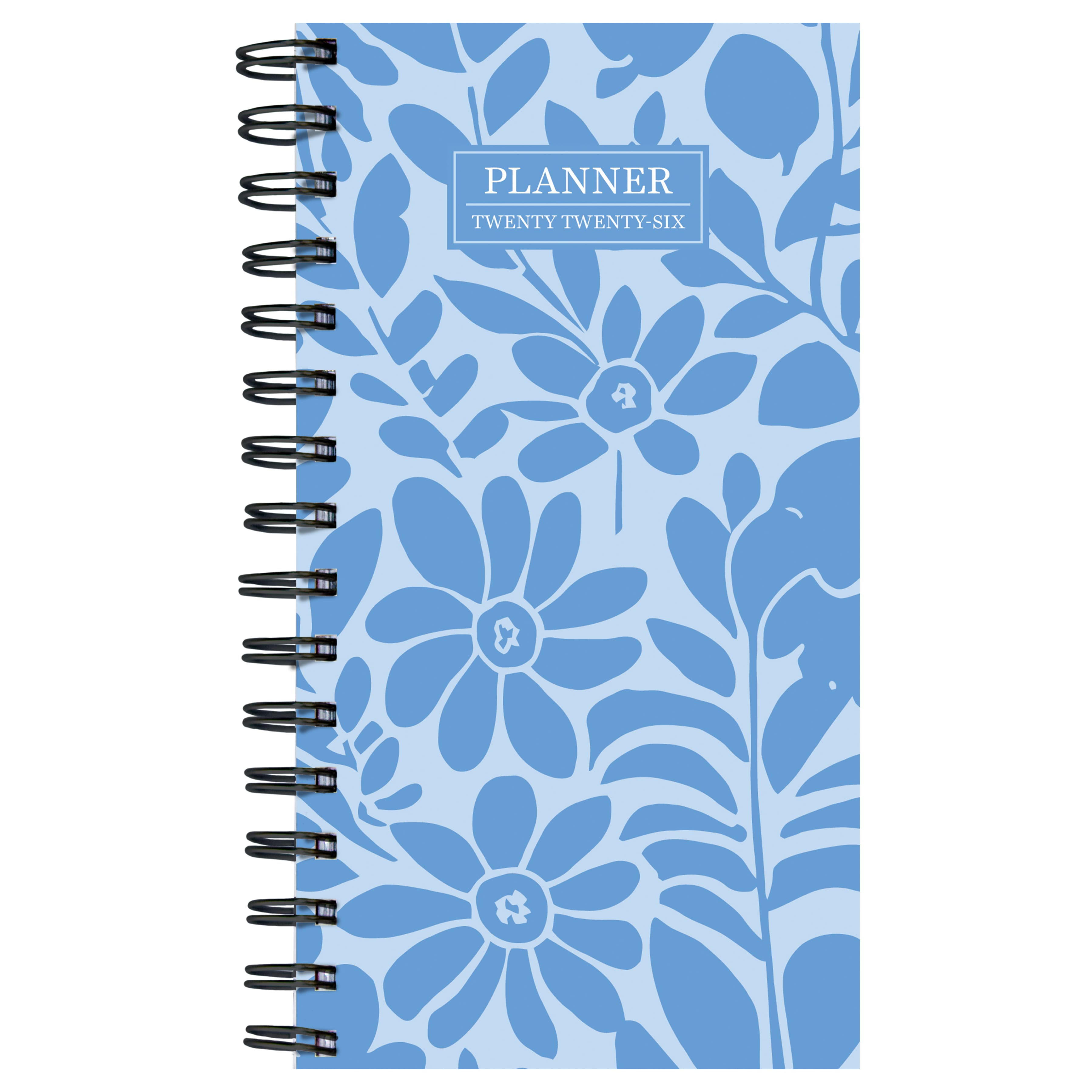 2026 Blue Blooms Small Weekly Monthly Planner