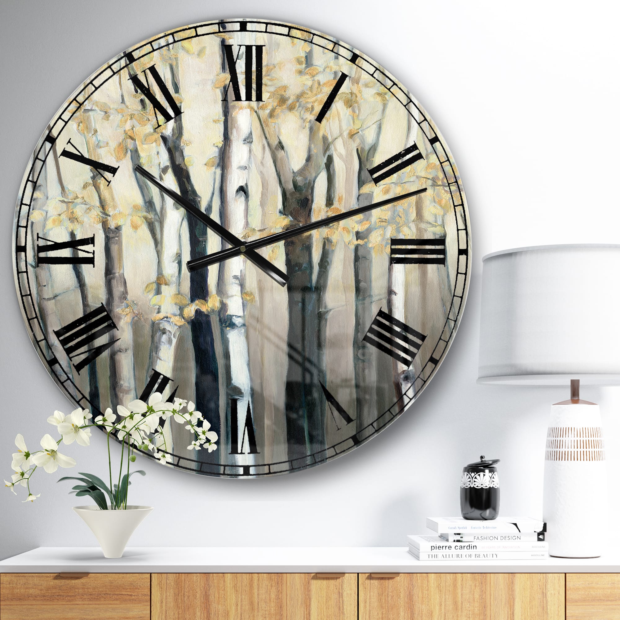 Designart &#x27;Golden Birch Forest Iii Traditional Wall Clock
