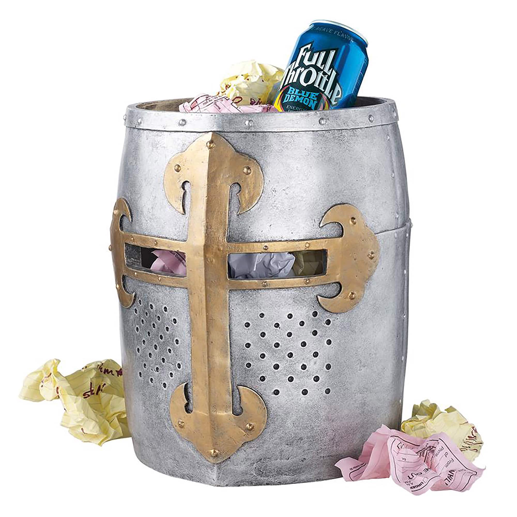 Design Toscano Crusader&#x27;s Great Helm Gothic Trash Bin
