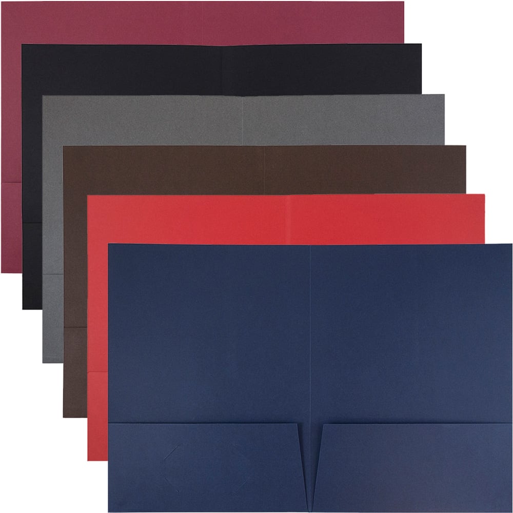 JAM Paper Assorted Color Linen Textured 2-Pocket Folders, 6ct.