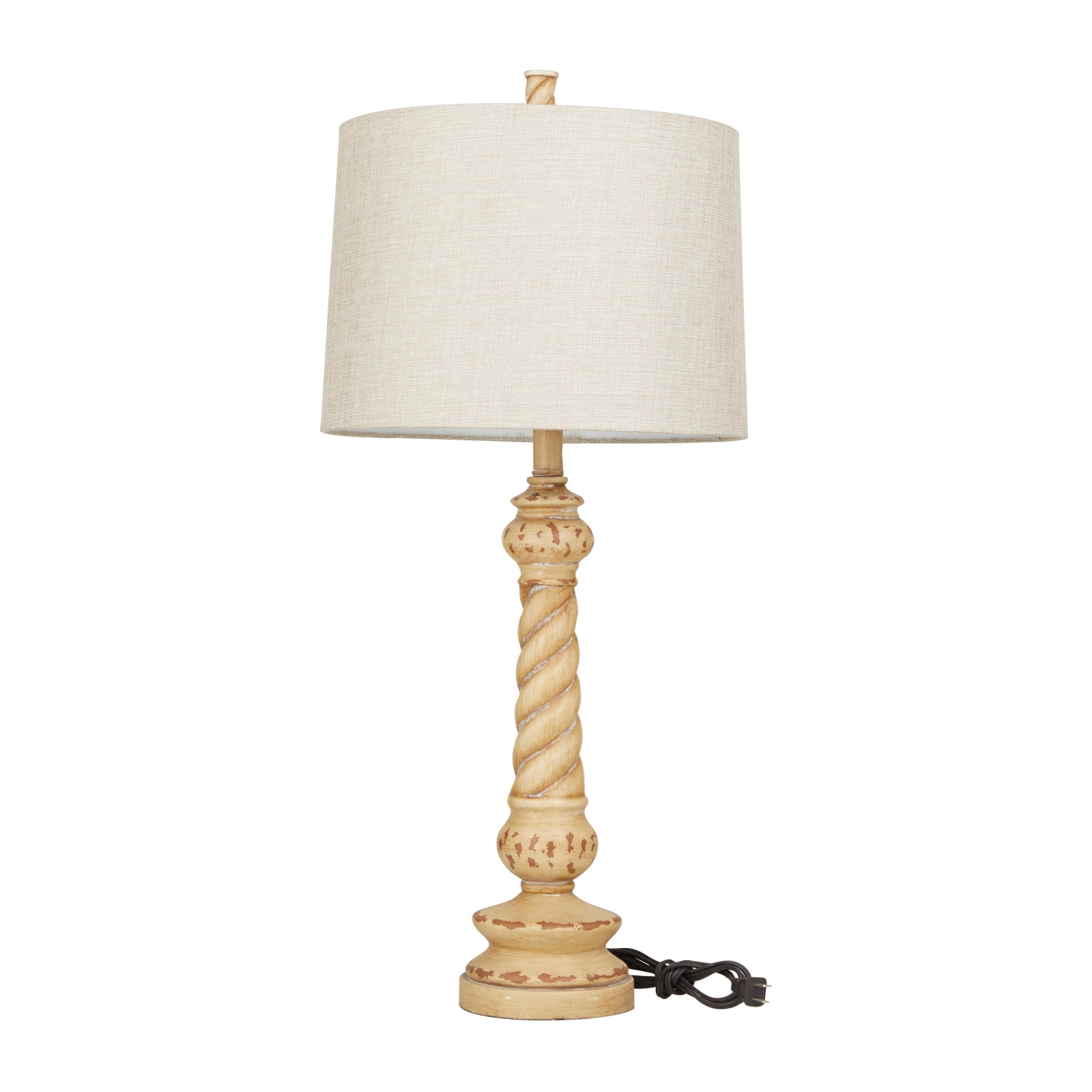 Brown Polystone Table Lamp Set of 2 14&#x22;, 31&#x22;