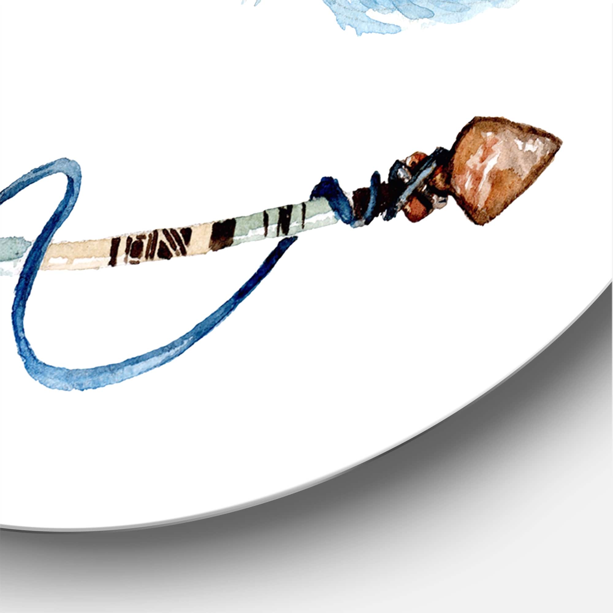 Designart - Ethnic Feathers and Flowers On Native Arrows IV - Bohemian & Eclectic Metal Circle Wall Art