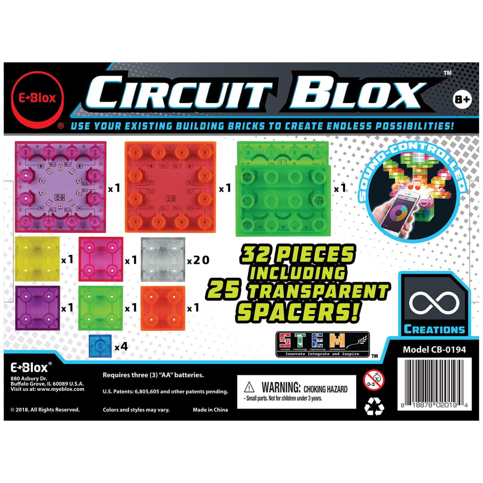 E-Blox&#xAE; Circuit Blox&#x2122; Circuit Board Building Block Lights Set, 32 Pieces