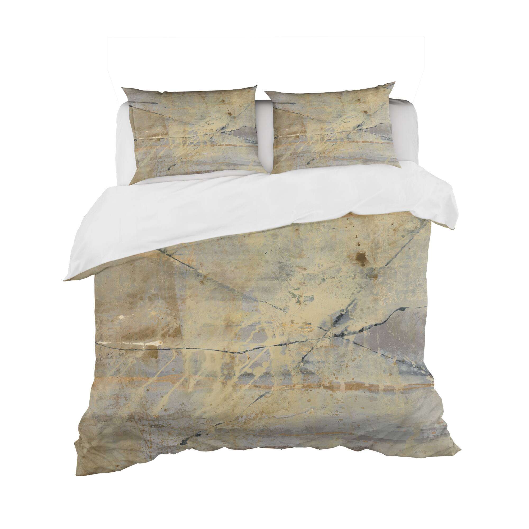 Designart &#x27;Geometric Cream Block III&#x27; Geometric Bedding Set - Duvet Cover &#x26; Shams