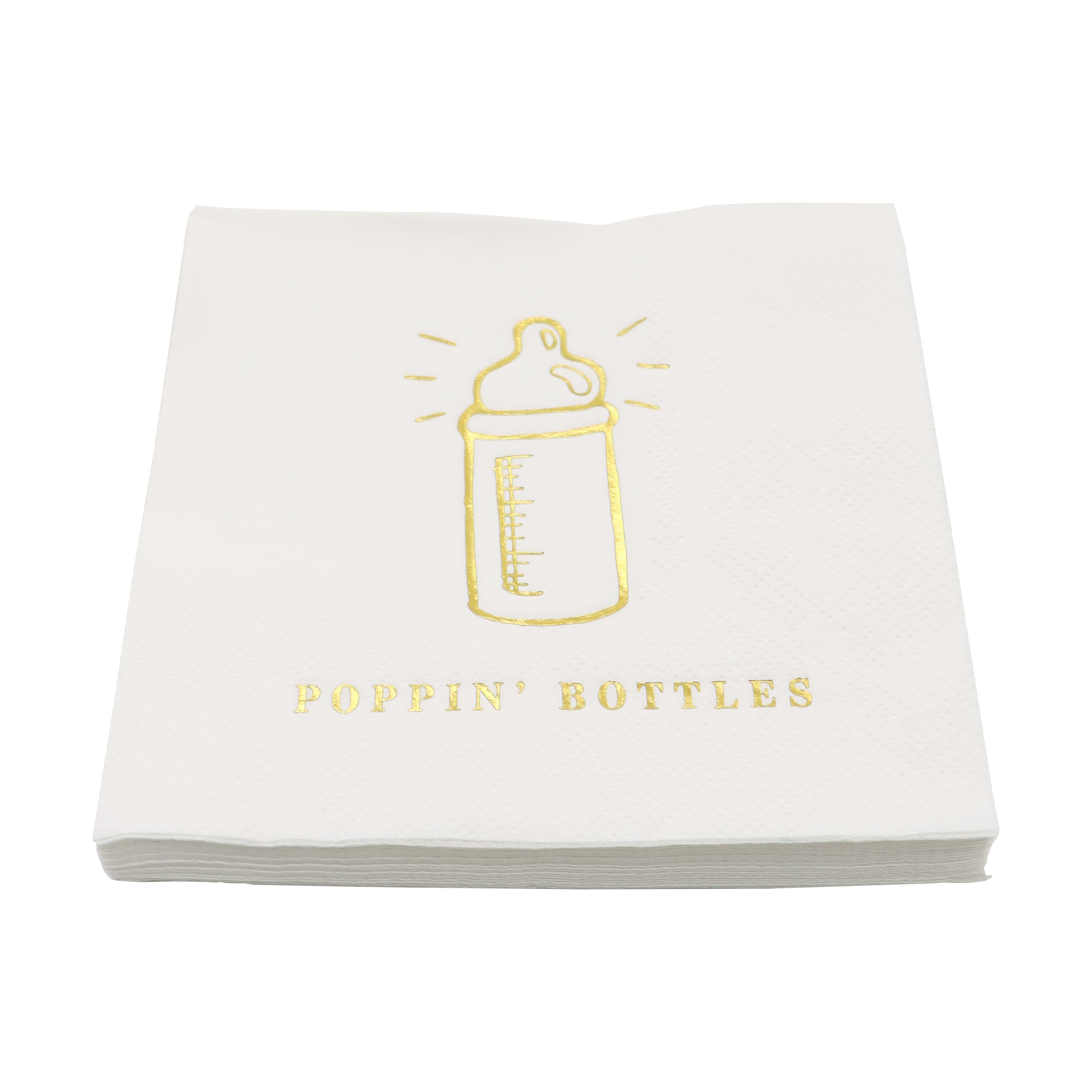24 Packs: 20 ct. (480 total) Gold Baby Bottle Beverage Napkins by Celebrate It™