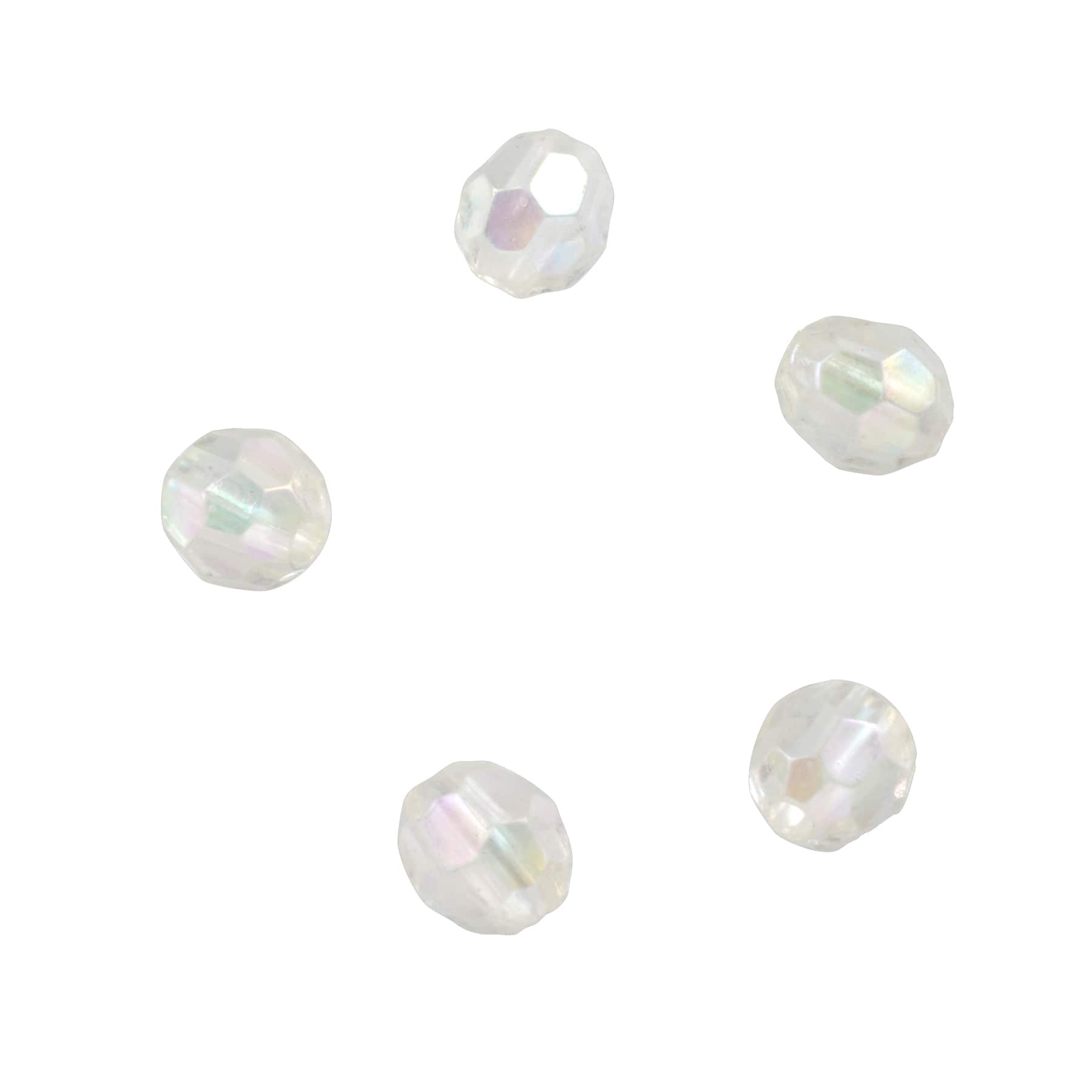 12 Pack: Clear Aurora Borealis Faceted Acrylic Round Craft Beads by Bead Landing™, 6mm