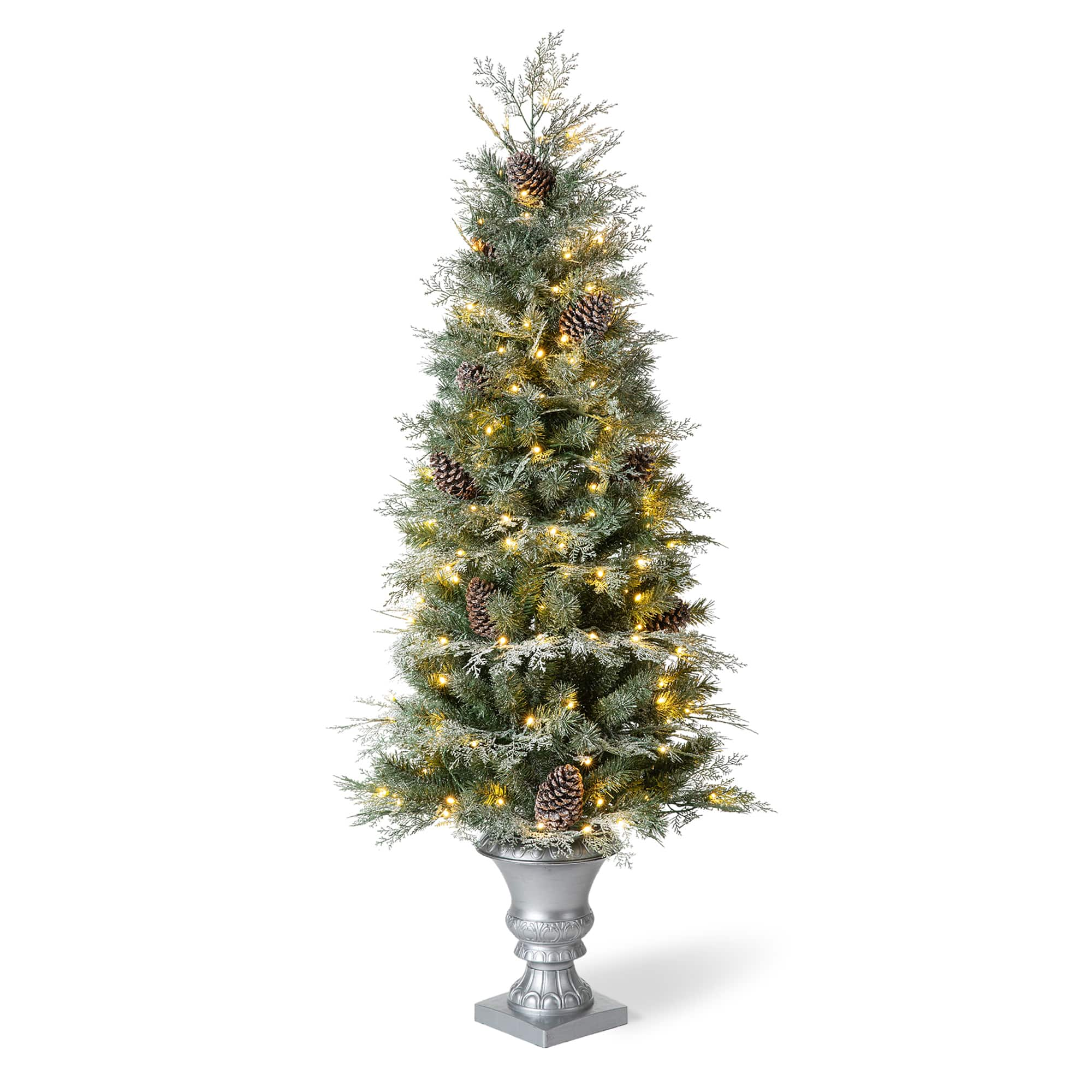 5ft. Pre-Lit Pine Artificial Christmas Porch Tree, Warm White LED Lights