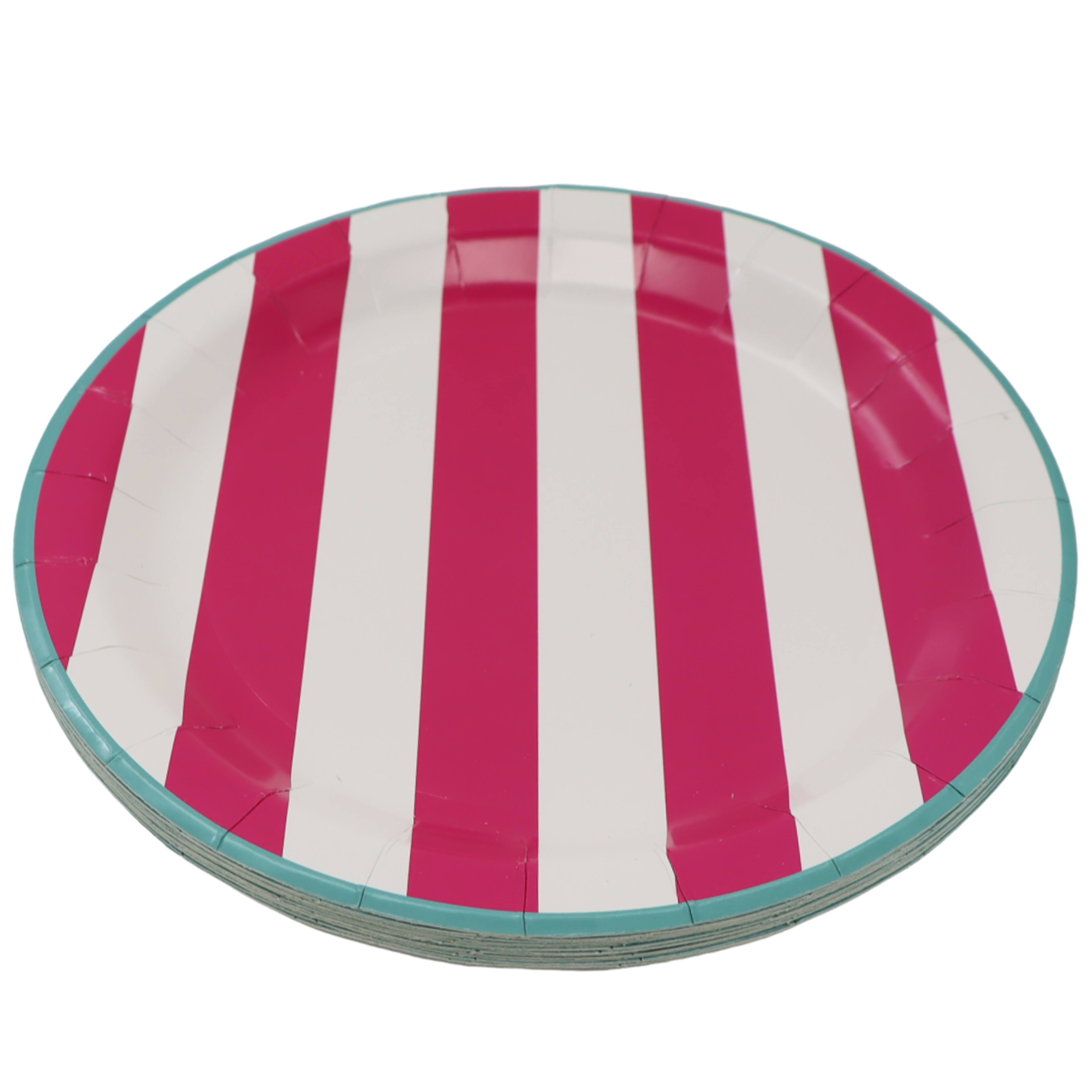 9&#x22; Hot Pink Stripes Paper Plates, 12ct. by Ashland&#xAE;