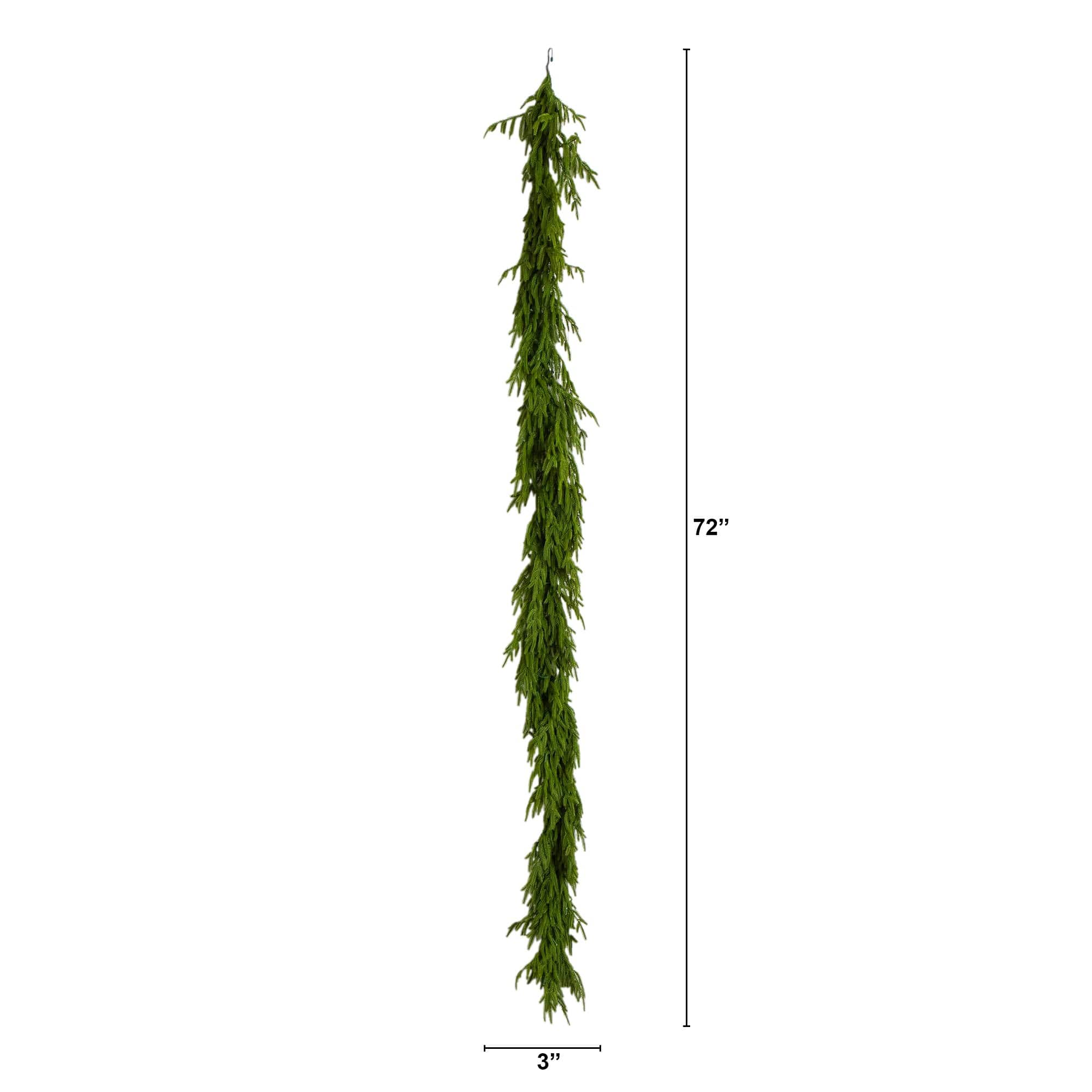 6ft. Pre-Lit Artificial Real Touch Norfolk Island Pine Garland with 35 Warm White LED Lights and Natural Look
