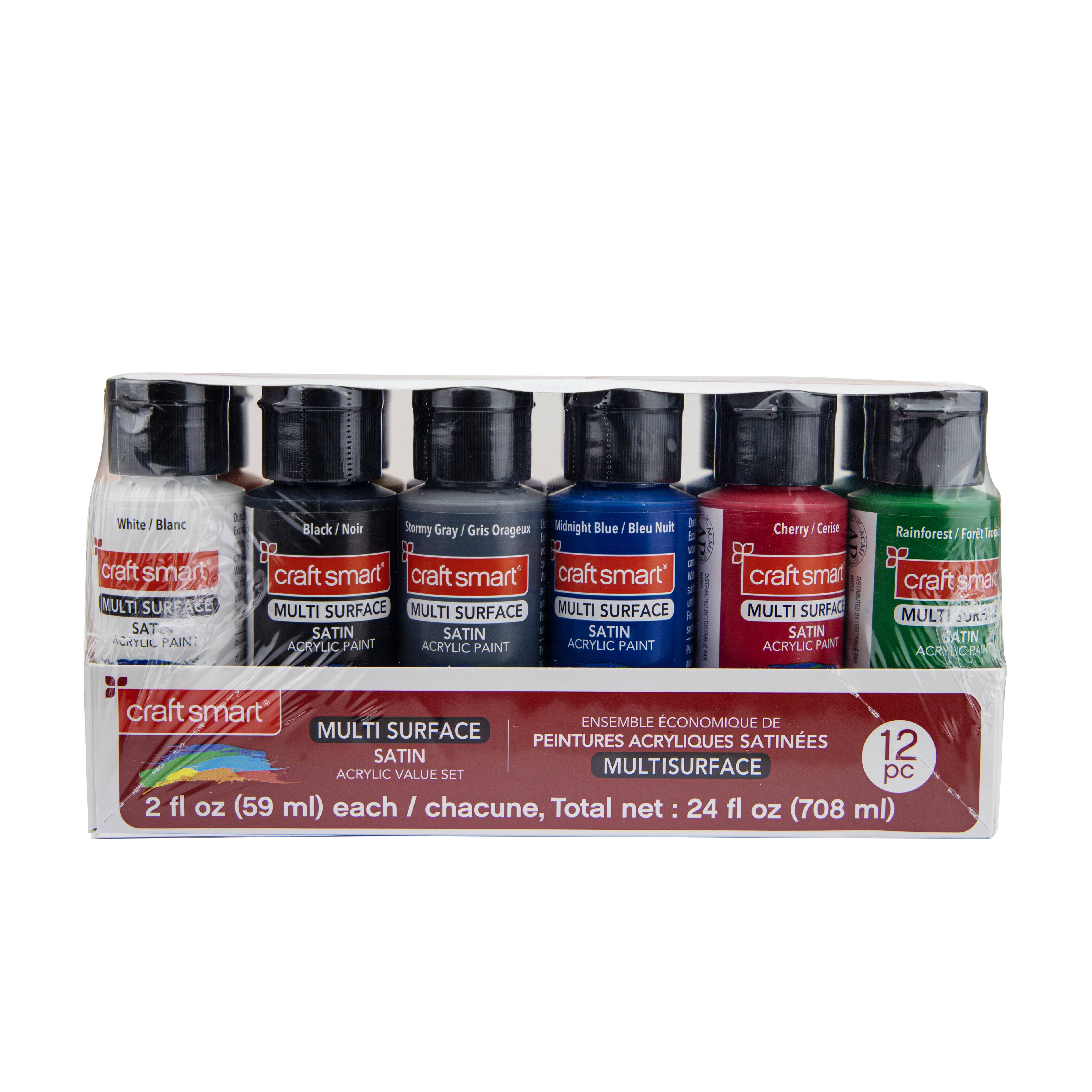 6 Packs: 12 ct. (72 total) Basic Colors Premium Satin Acrylic Set by Craft Smart®