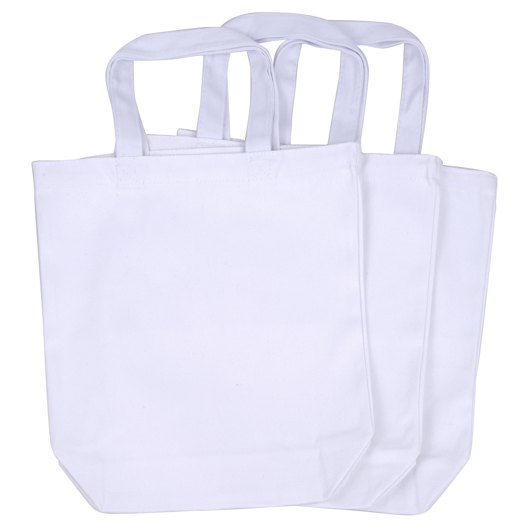 12pk White Cotton Tote Bags (14x 13x 3 - 12pk) 100% Cotton Canvas -  Great for Party Favors, Gift Bags, Shopping & DIY Crafts - White