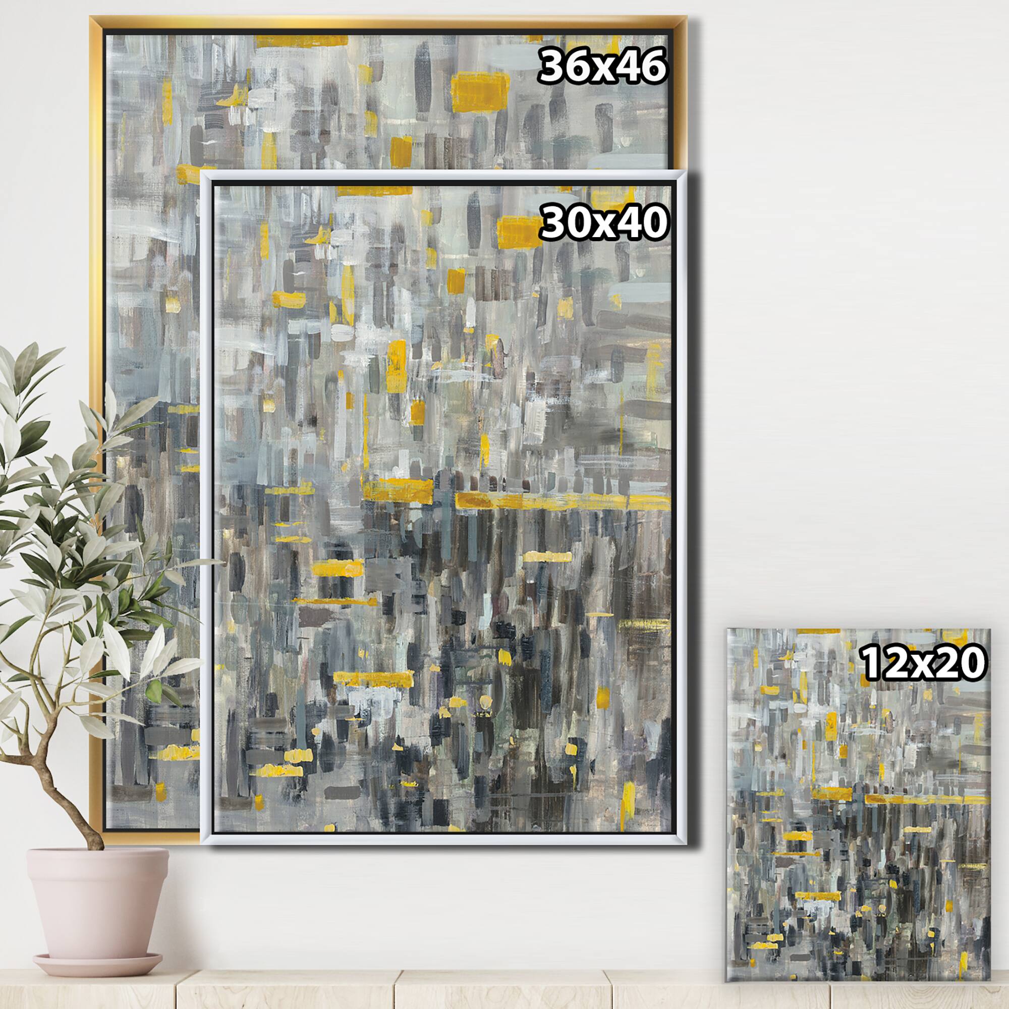 Designart - Glam Gold Reflection - Modern & Transitional Canvas in Gold Frame