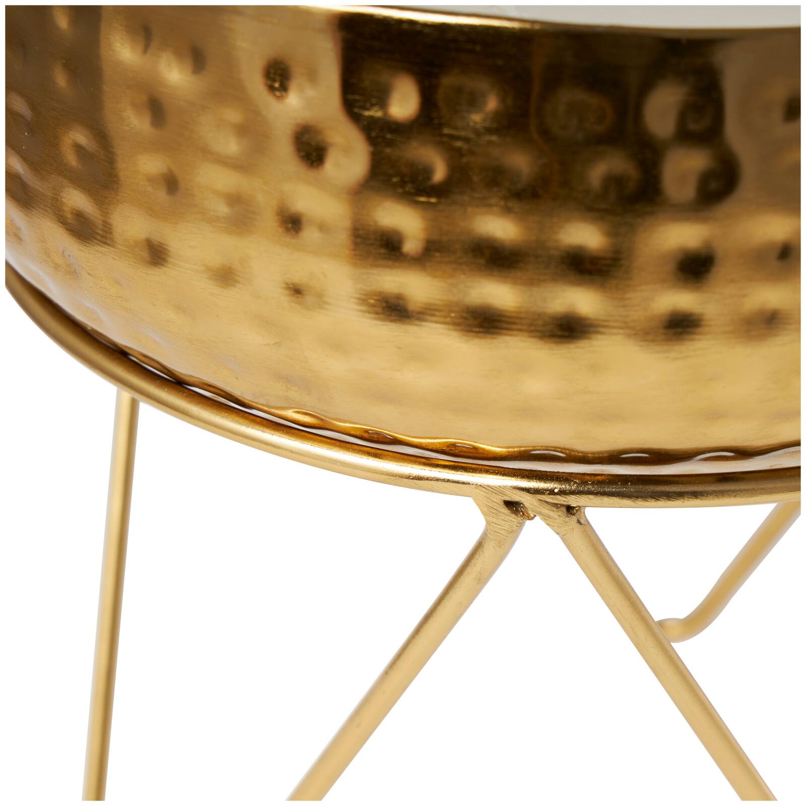 70oz. Roses in Paradise Scented White 4 Wick Candle in Gold Bowl with Tripod Stand