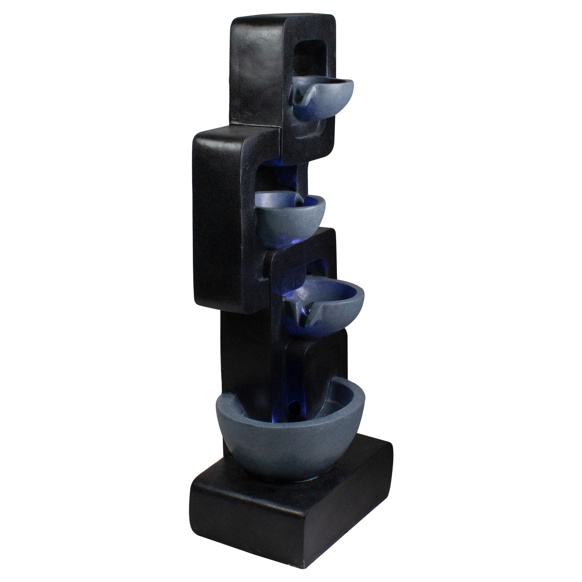 32&#x22; Black &#x26; Gray 4-tier Modern Outdoor Garden Water Fountain