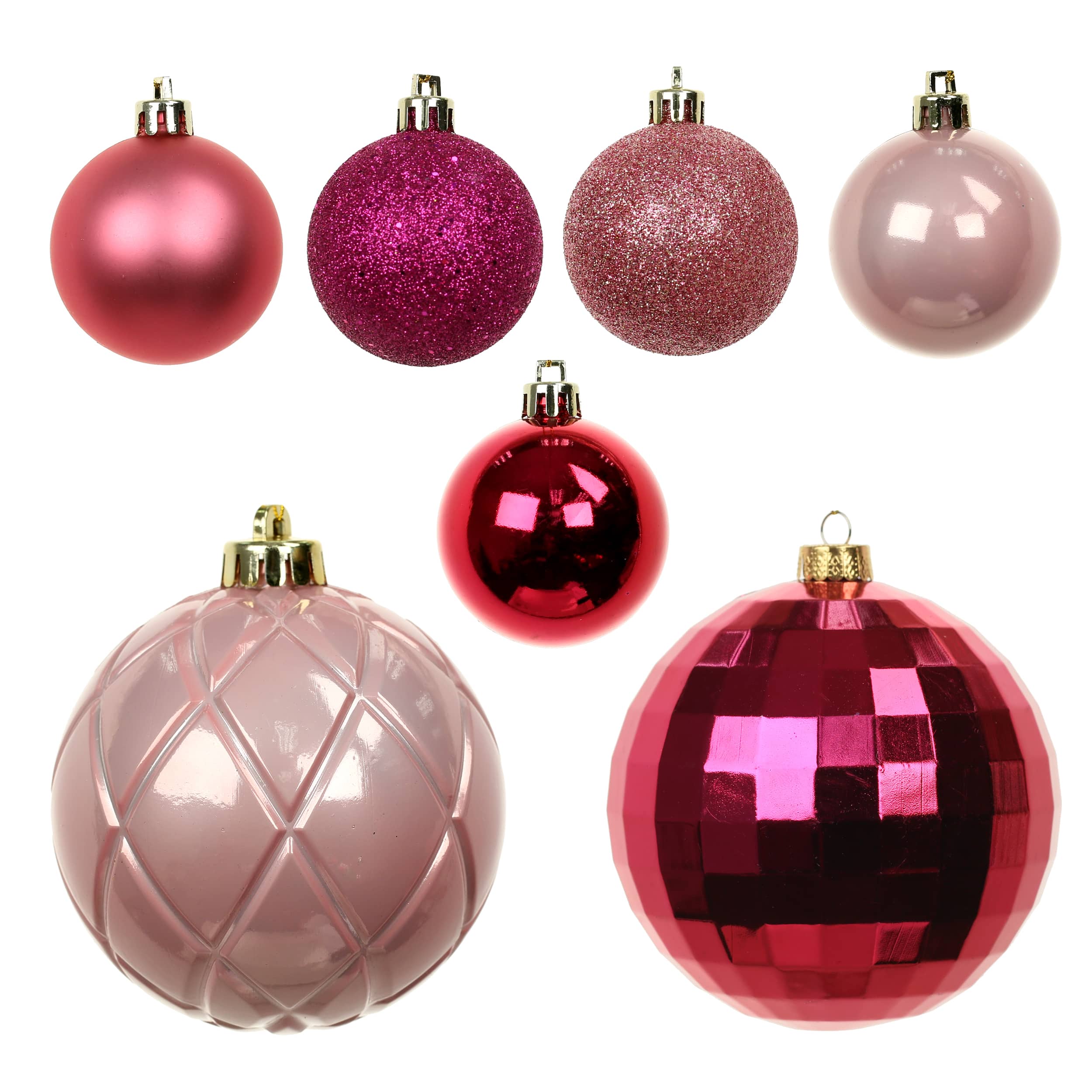 44 Pack 44mm &#x26; 120mm Pink Shatterproof Ball Ornaments by Ashland&#xAE;