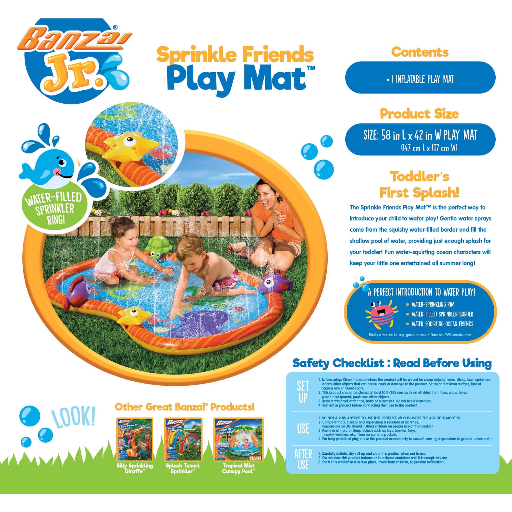 Banzai&#xAE; 58&#x27;&#x27; Sprinkle Friends Play Mat&#x2122;