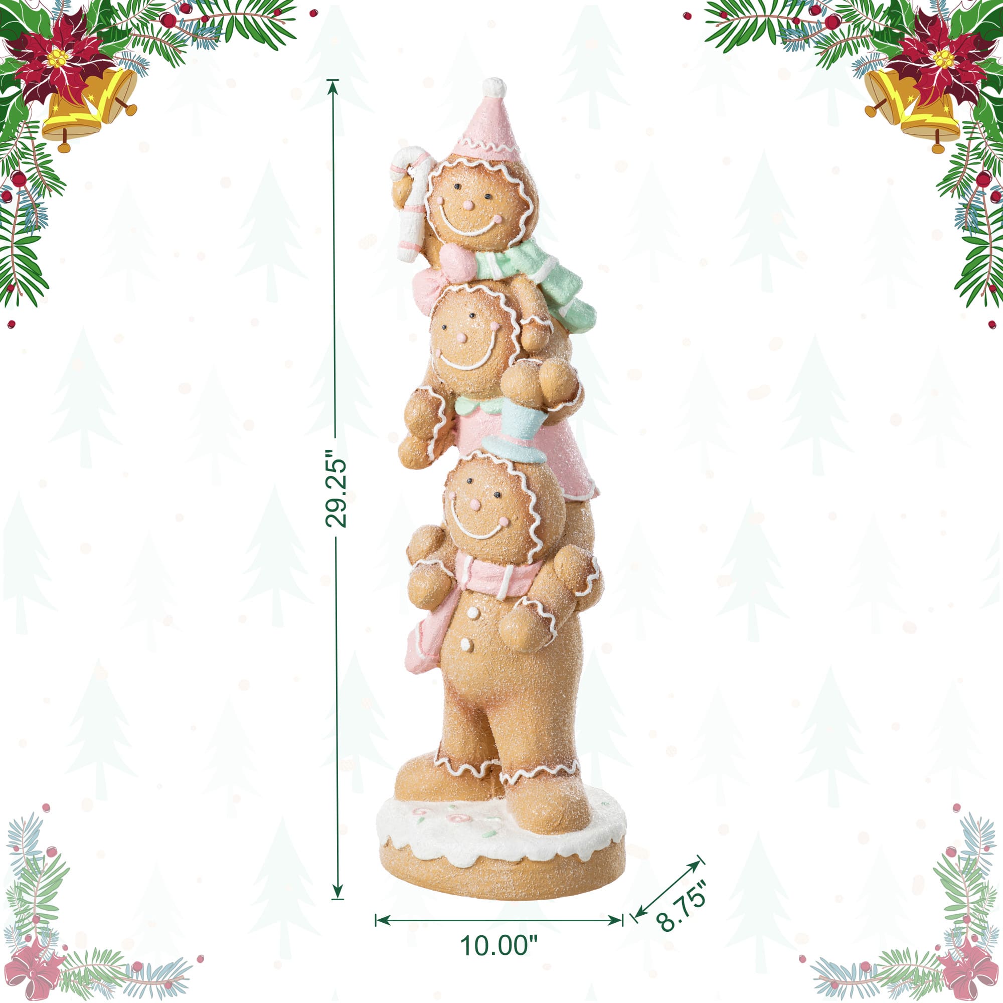 Glitzhome&#xAE; 29.25&#x22; Christmas Macaron Resin Stacked Gingerbread Man Porch Decor