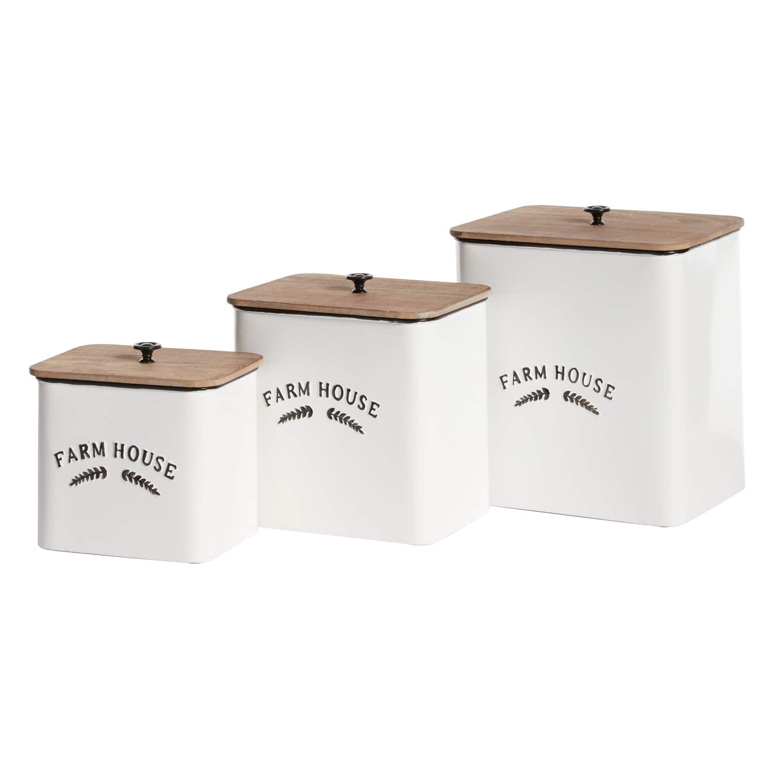 White Metal Farmhouse Canisters Set