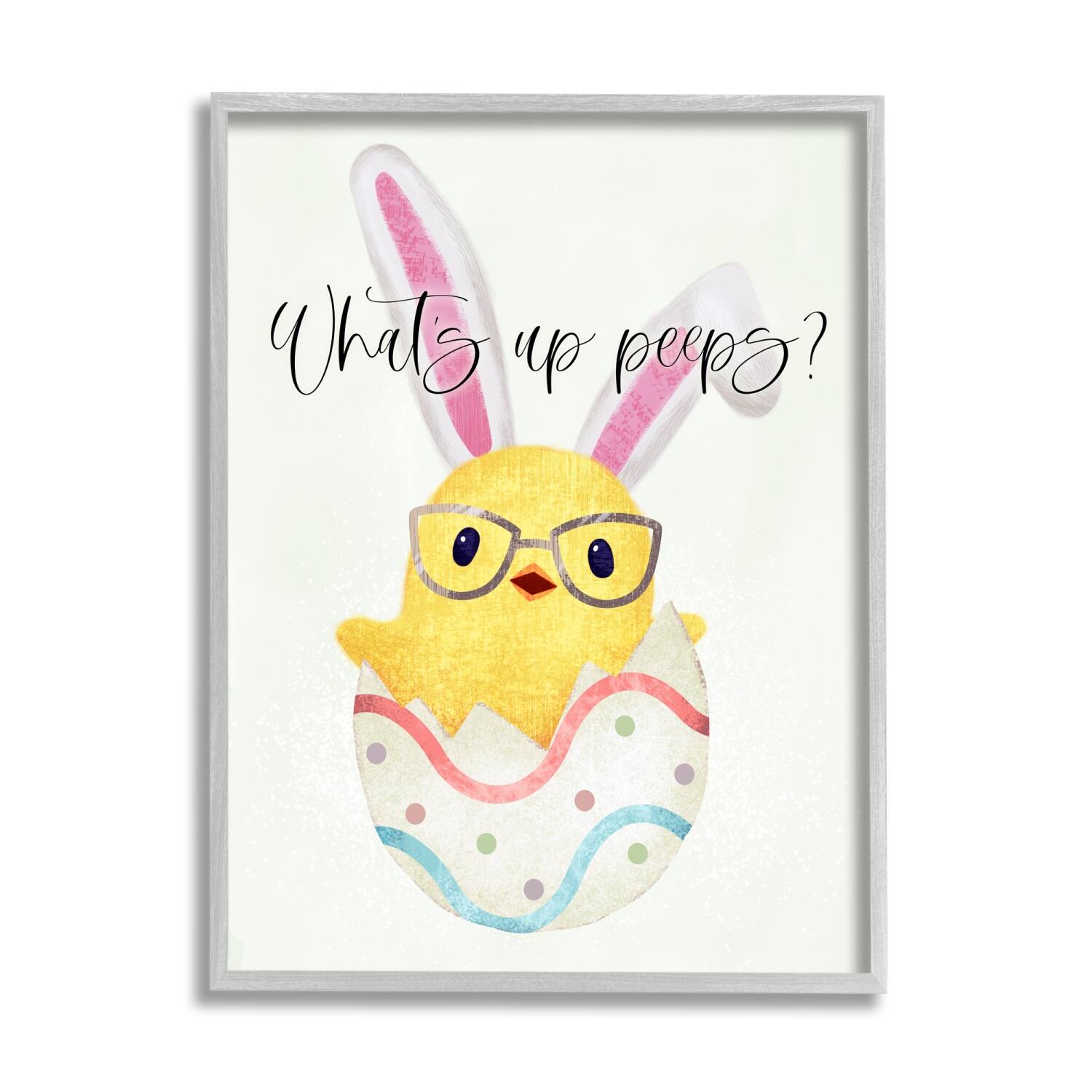 Stupell Industries What's Up Peeps Funny Easter Phrase Hatched Chick Framed Giclee Art