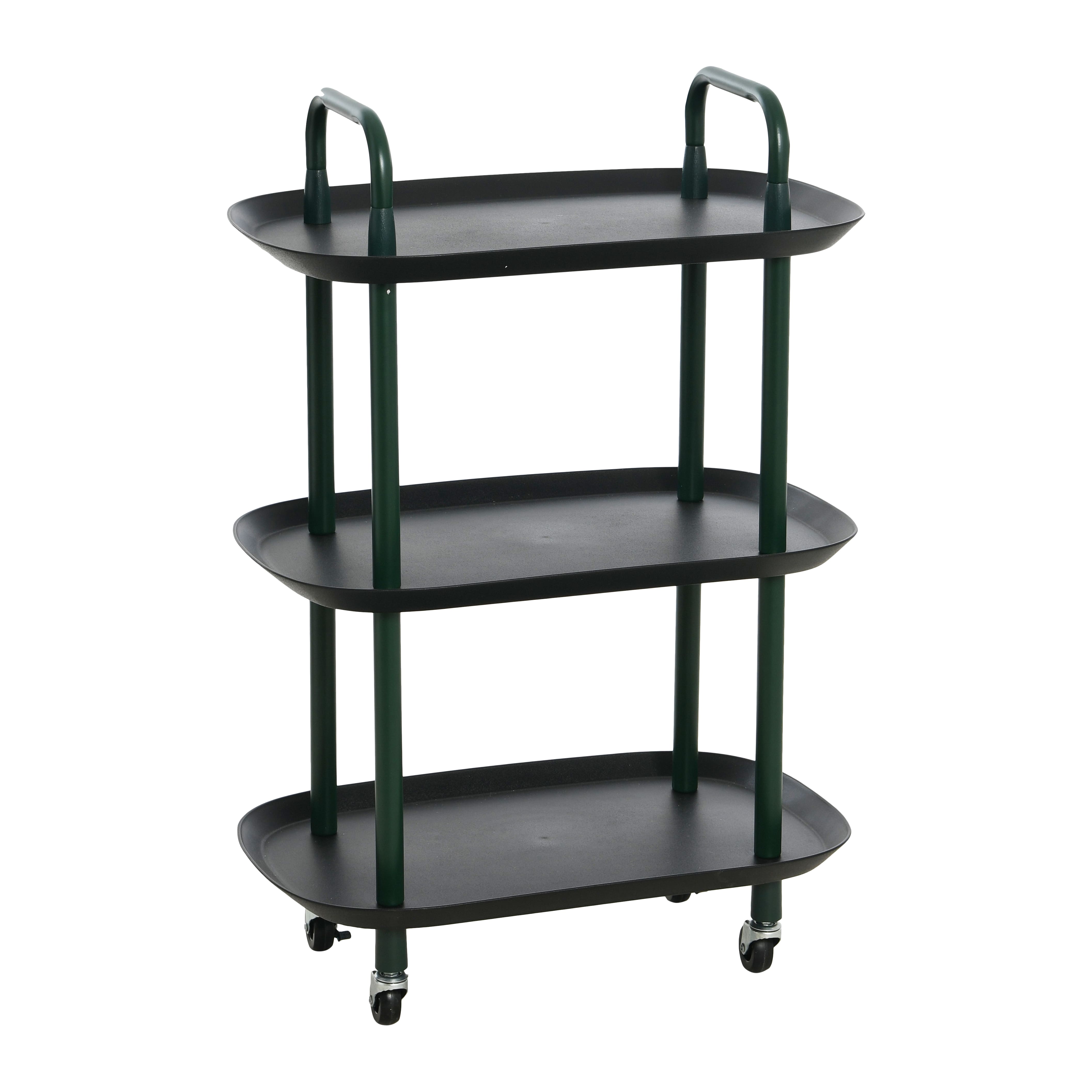 Main + Mesa&#x2122; 3-Tier Modern Plastic and Metal Trolley