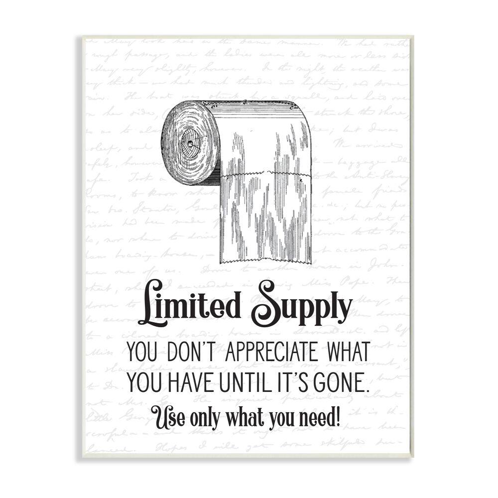 Stupell Industries Funny Limited Supply Bathroom Toilet Paper Home Quote  Wood Wall Plaque