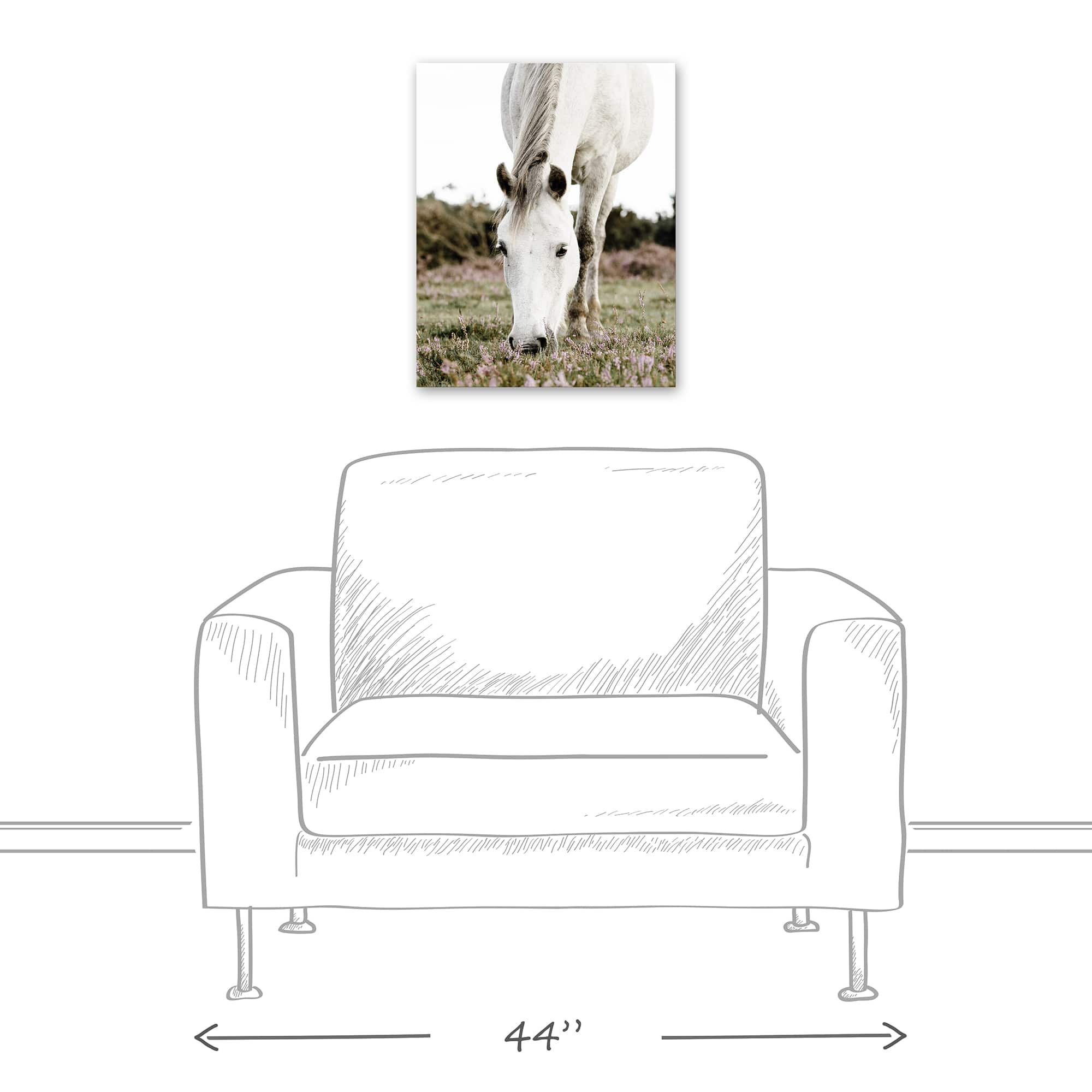 Grazing White Horse 16" x 20" Canvas Wall Art