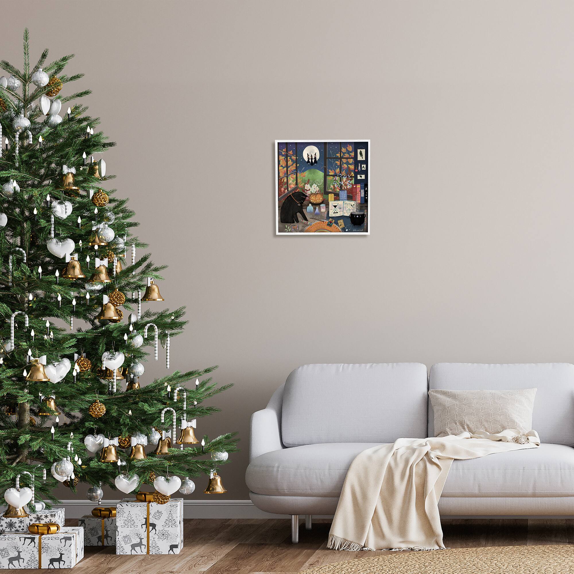 Stupell Industries Halloween Witches Autumn Moon Framed Giclee Art