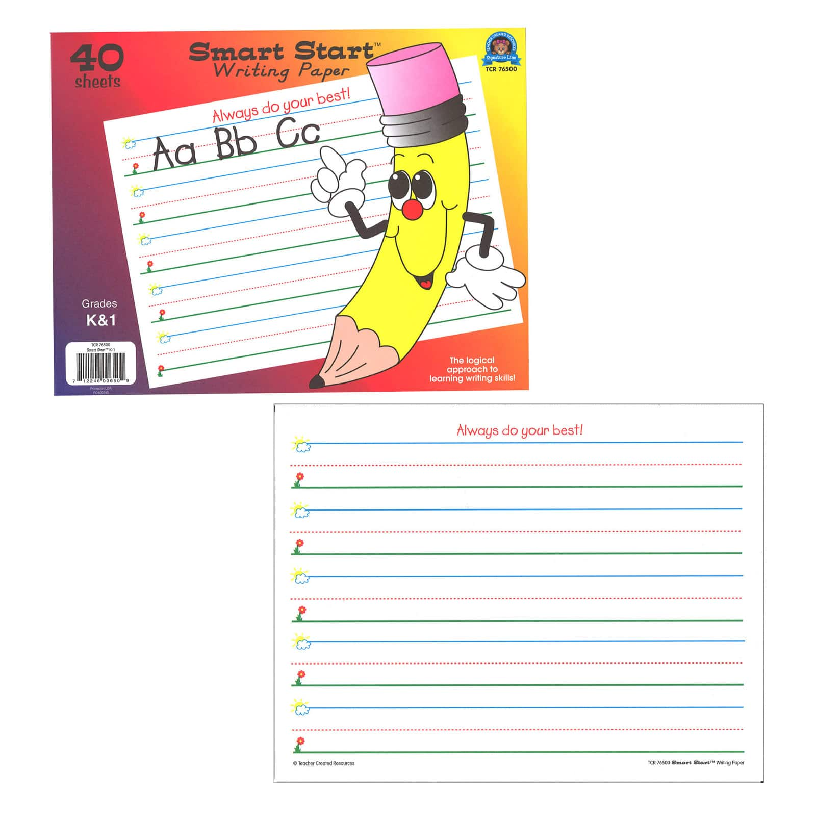 Teacher Created Resources Smart Start&#x2122; K-1 Writing Paper, 3 Packs of 40