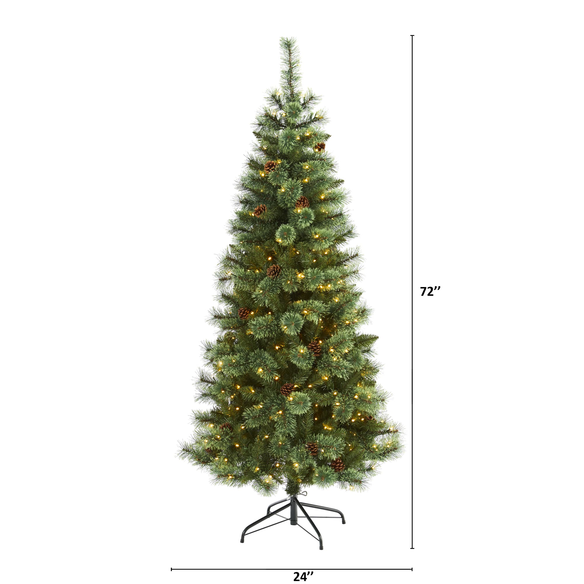6ft. Pre-Lit White Mountain Pine & Pinecones Artificial Christmas Tree with Clear LED Lights