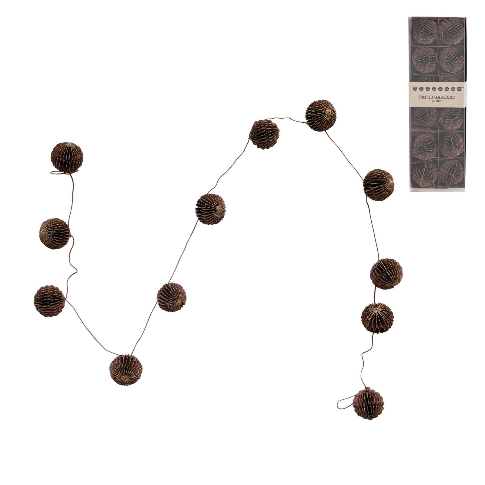 Hello Honey&#xAE; 6ft. Handmade Recycled Paper Honeycomb Ball with Gold Glitter Garland