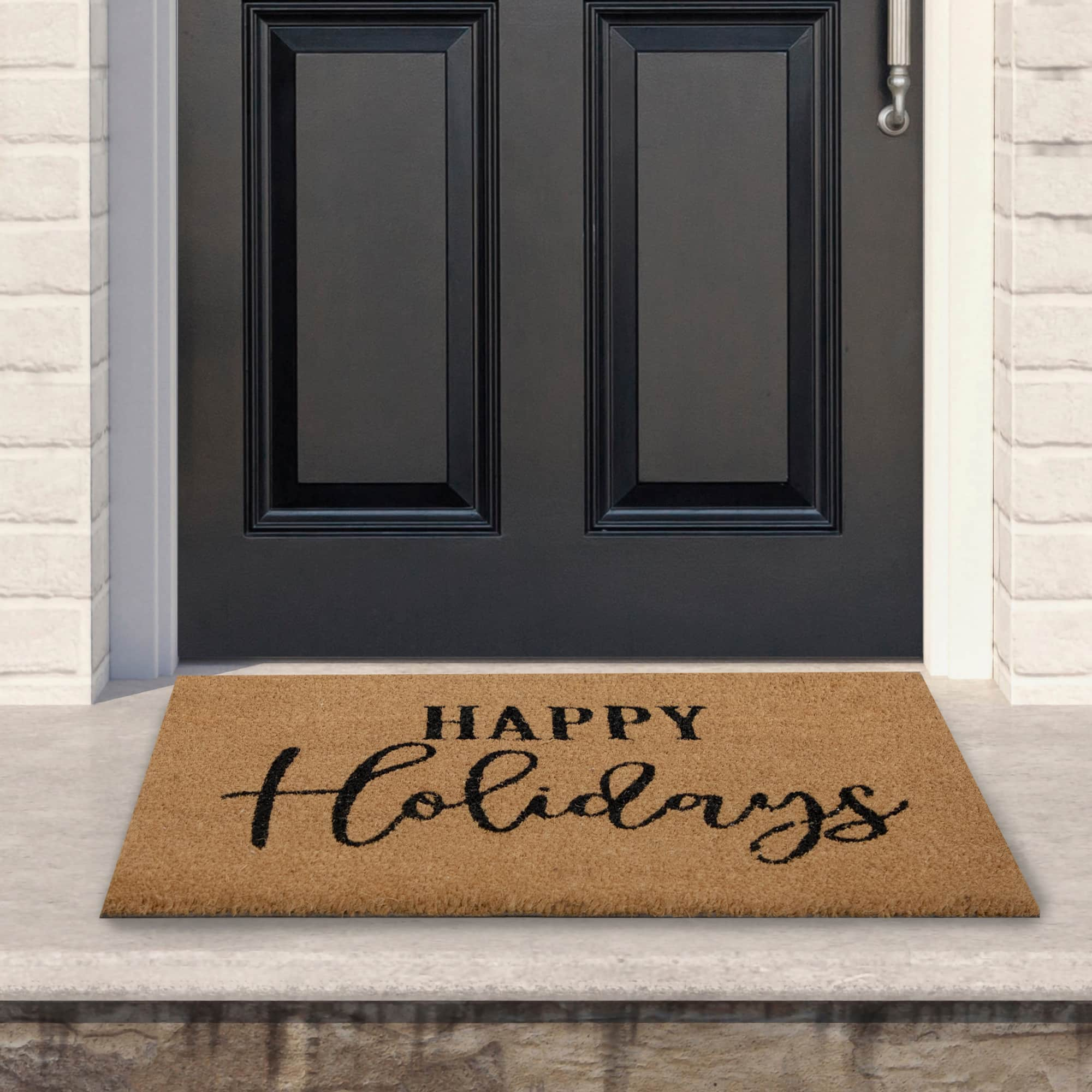 30&#x22; Happy Holidays Natural Coir Christmas Doormat