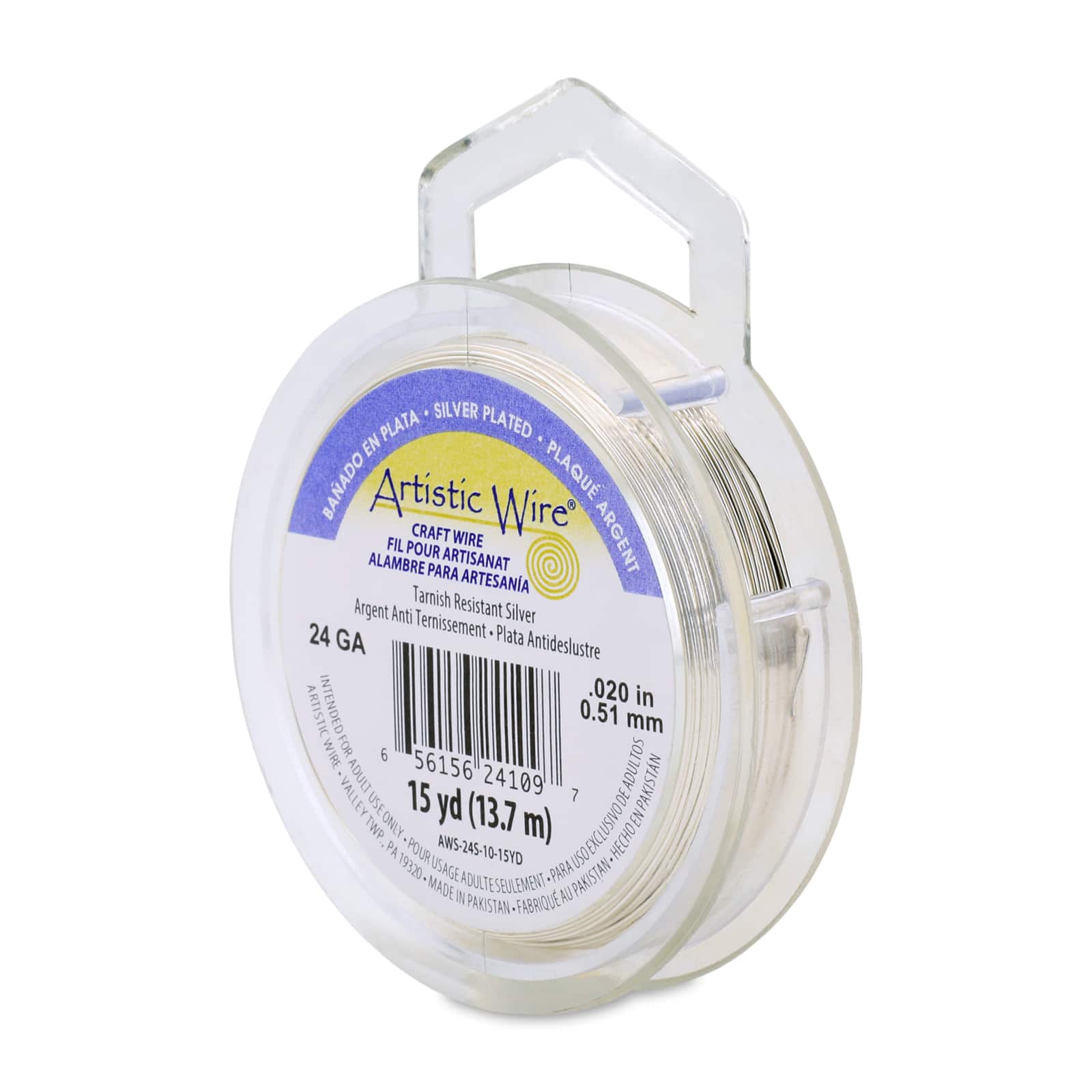 Artistic Wire® 24 Gauge Silver Plated Tarnish Resistant Colored Copper Craft Wire, 15yd.