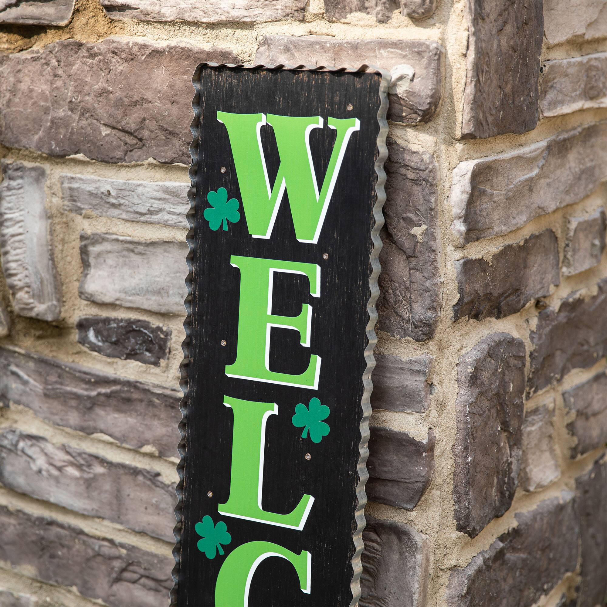 Glitzhome® 42'' Lighted St. Patrick's Day Wooden "WELCOME" Porch Sign