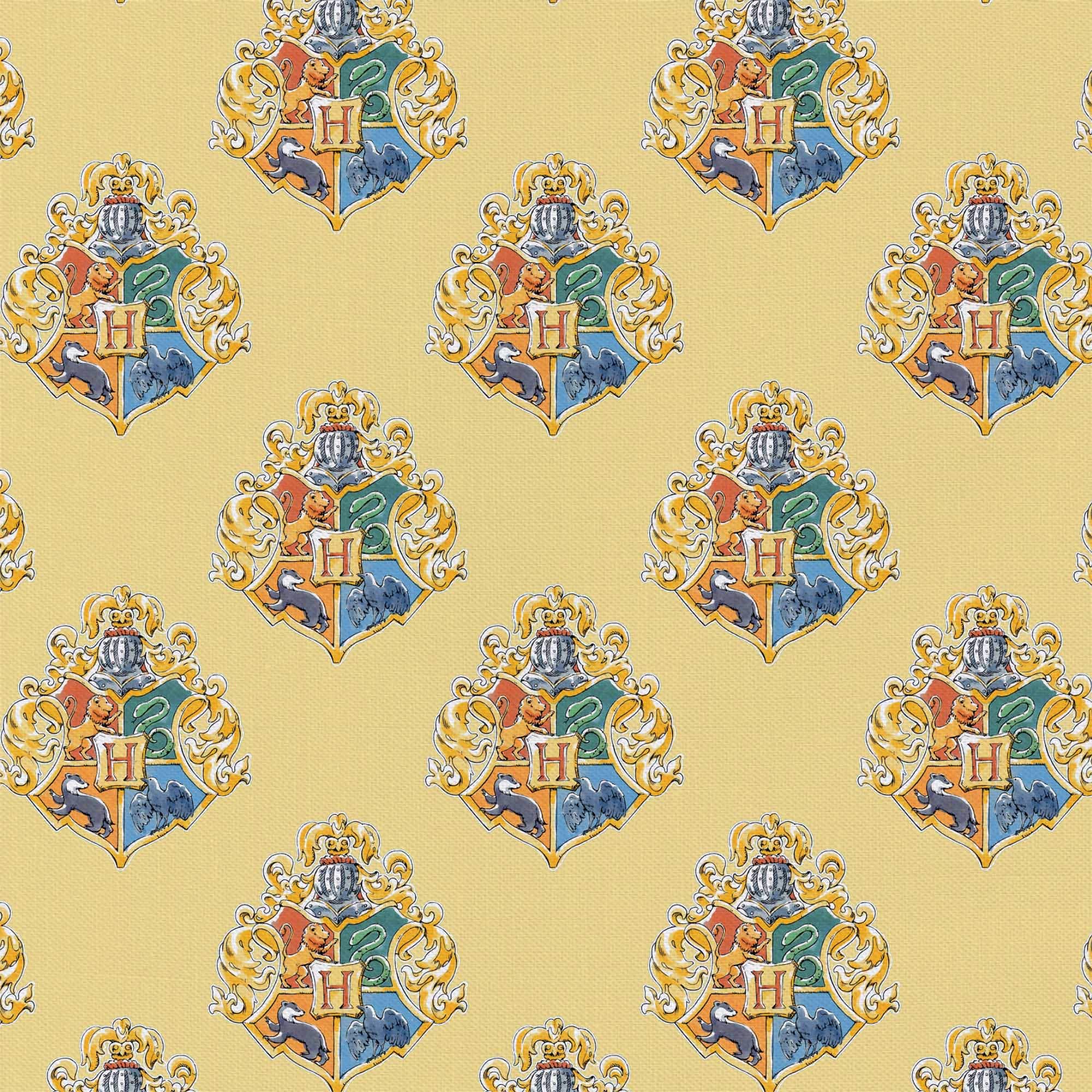 Harry Potter Yellow Watercolor Crest Precut Cotton Fabric