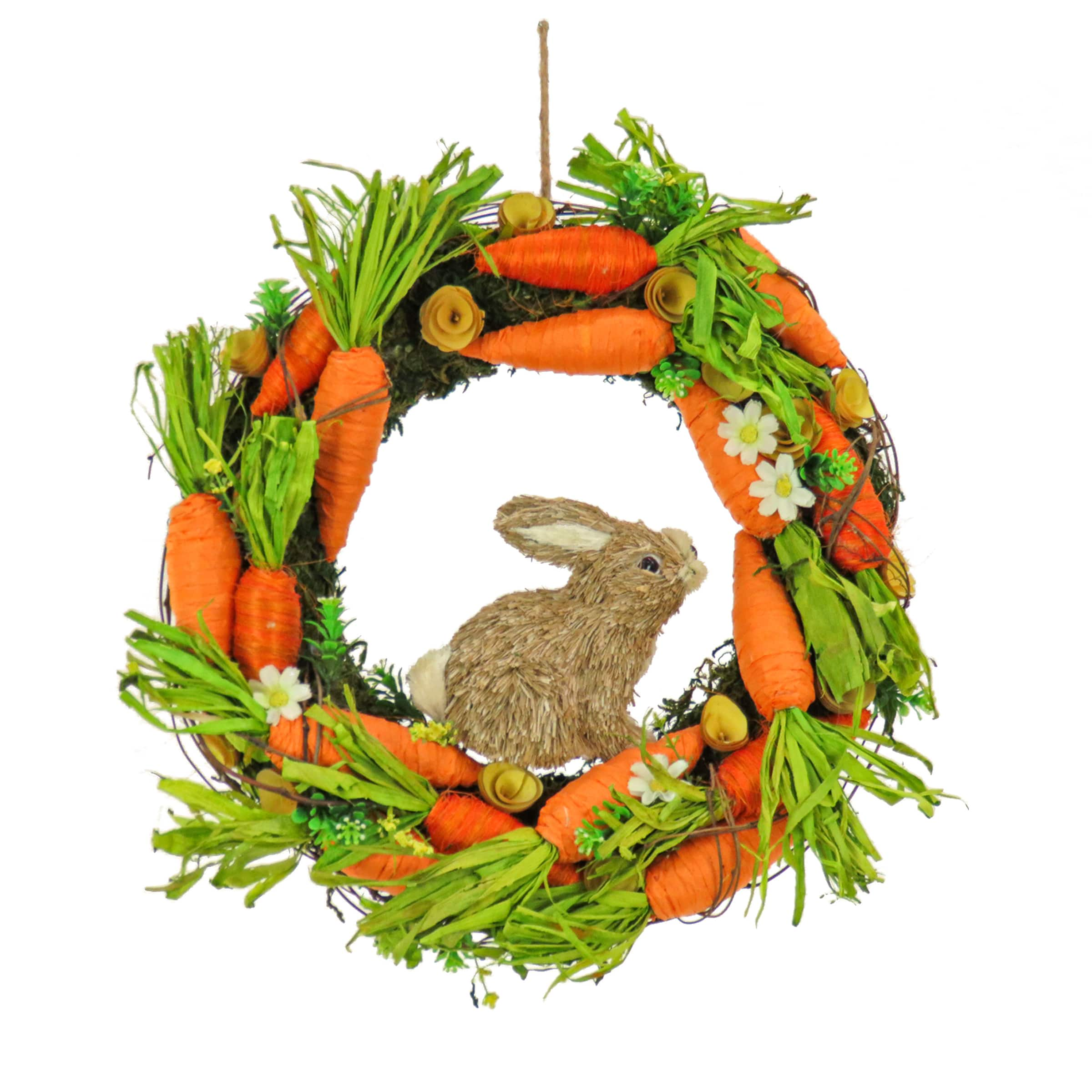 15&#x22; Carrot Wreath with Bunny Rabbit