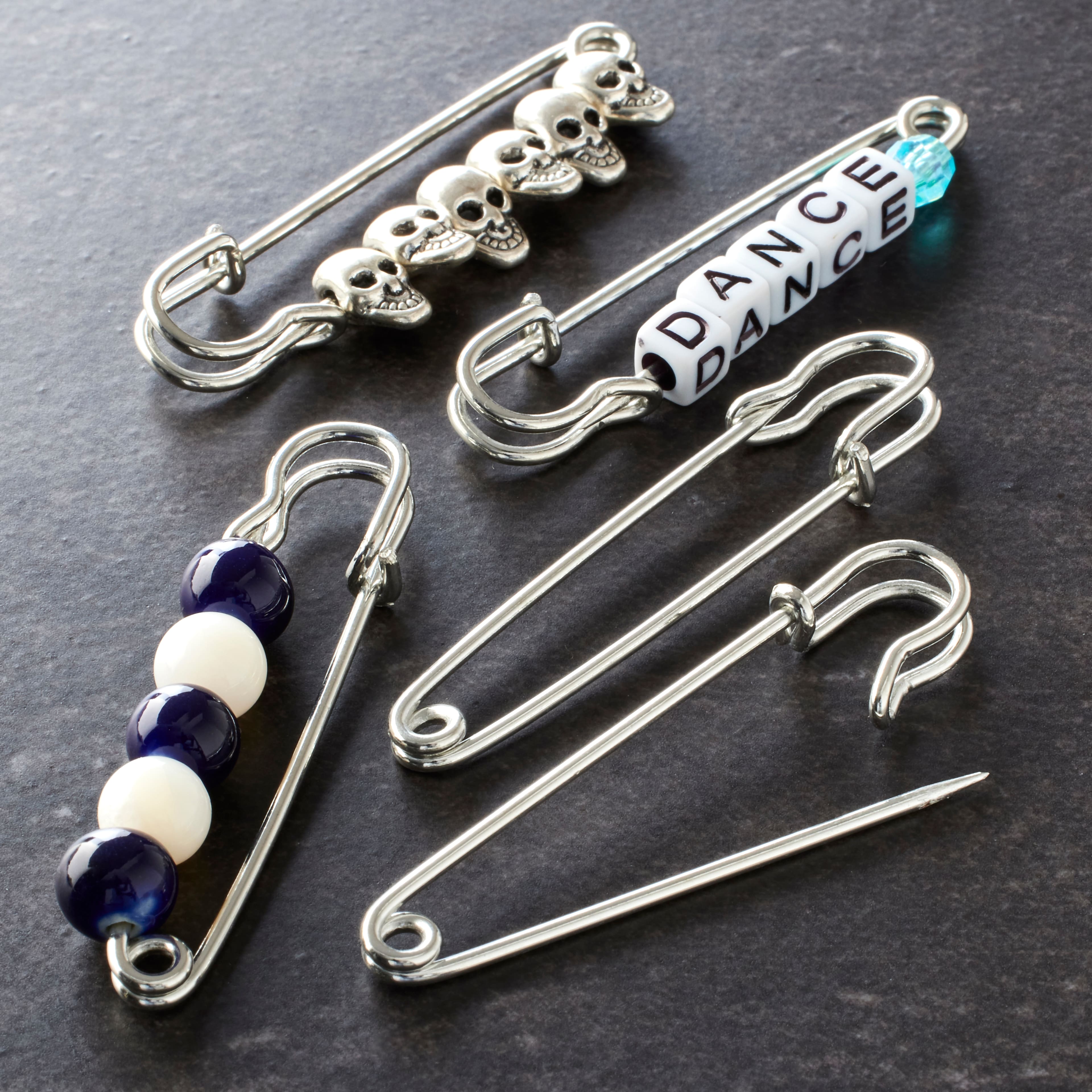 12 Packs: 6 ct. (72 total) 2.25" Rhodium Decorative Diaper Pins by Bead Landing™