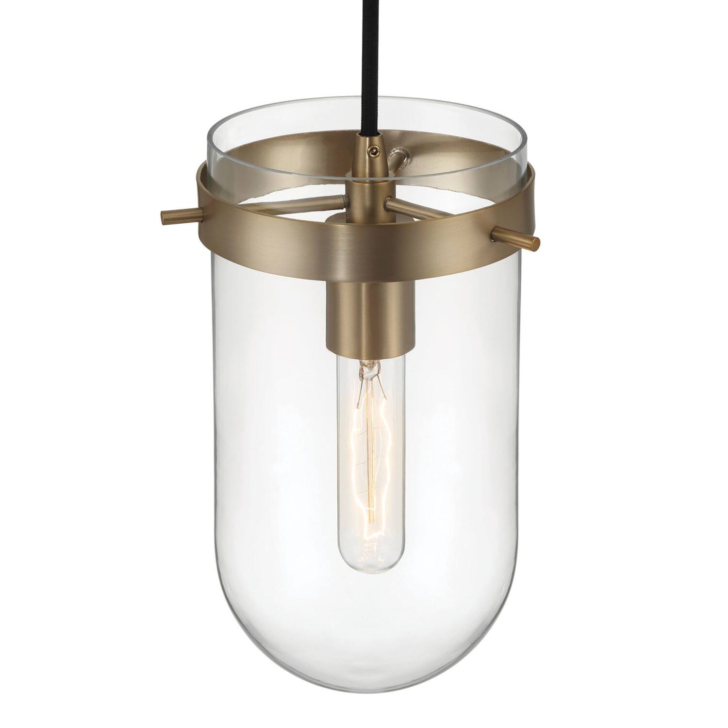 Hello Honey® Atwood Brushed Bronze Modern Minimalist Glass & Metal Ceiling Light