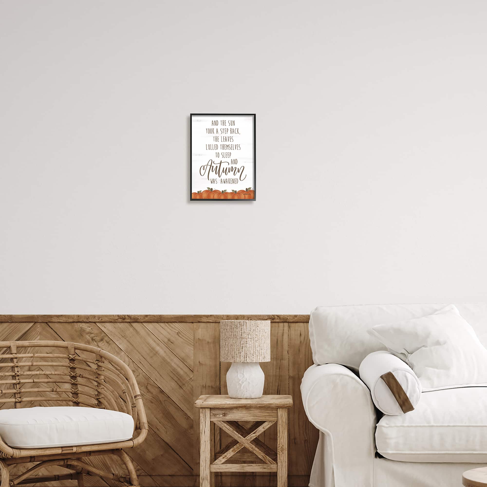 Stupell Industries Autumn Awakened Phrase Framed Giclee Art