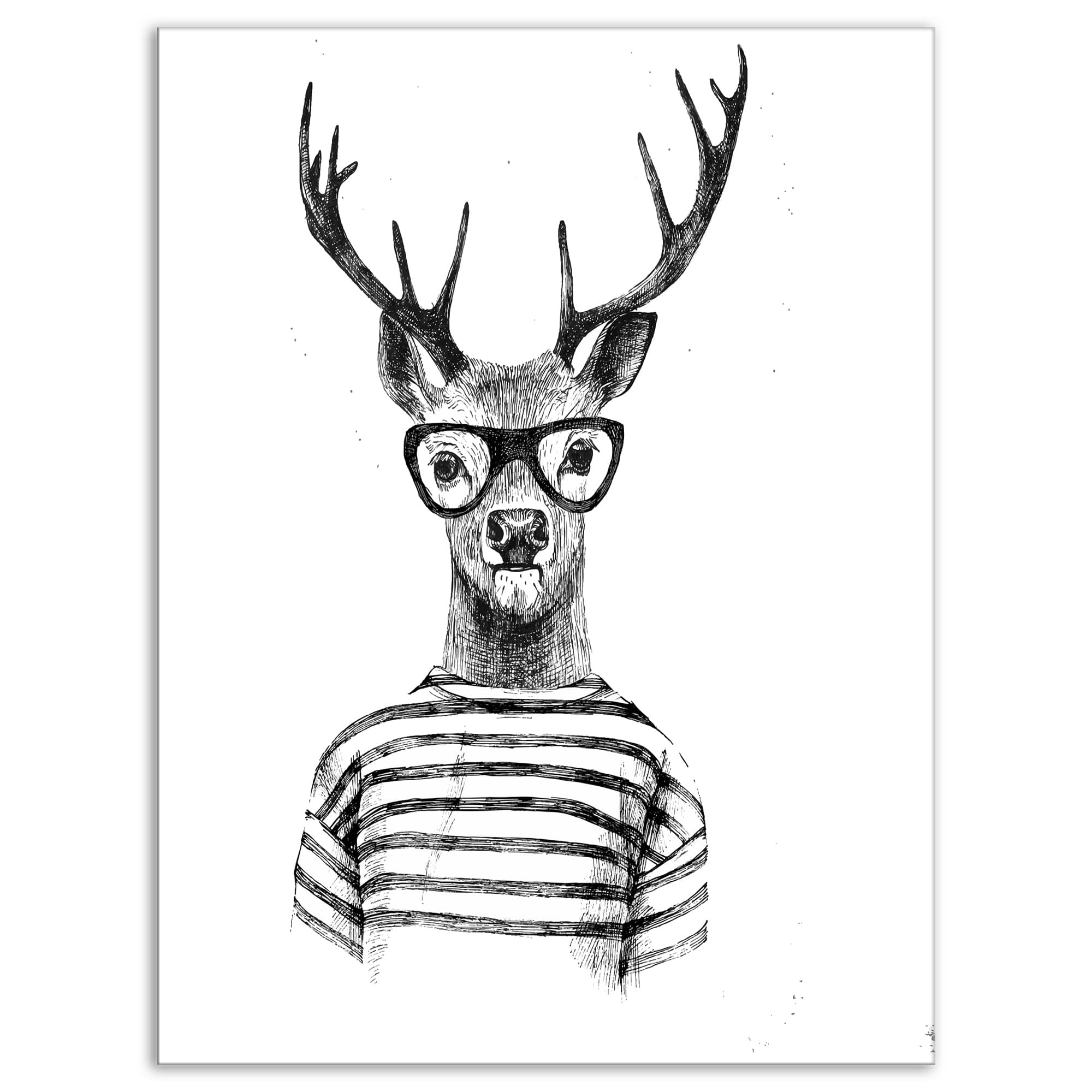 Designart - Dressed up Deer - Sketch Animals Painting Print on Wrapped Canvas