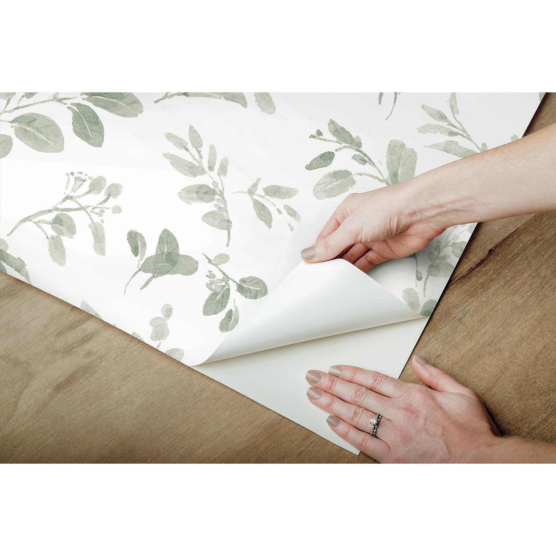 RoomMates Green Dancing Leaves Peel &#x26; Stick Wallpaper