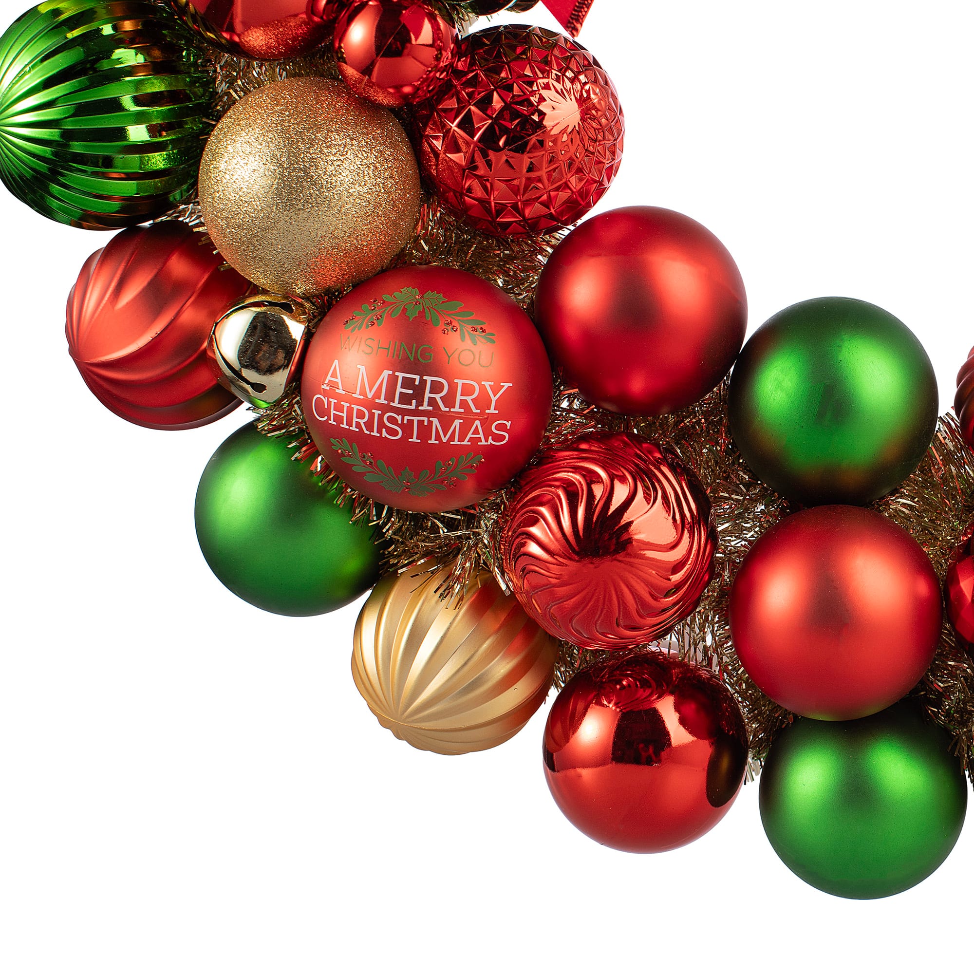 24&#x22; Red, Green &#x26; Gold Ornament Wreath with Bow by Ashland&#xAE;